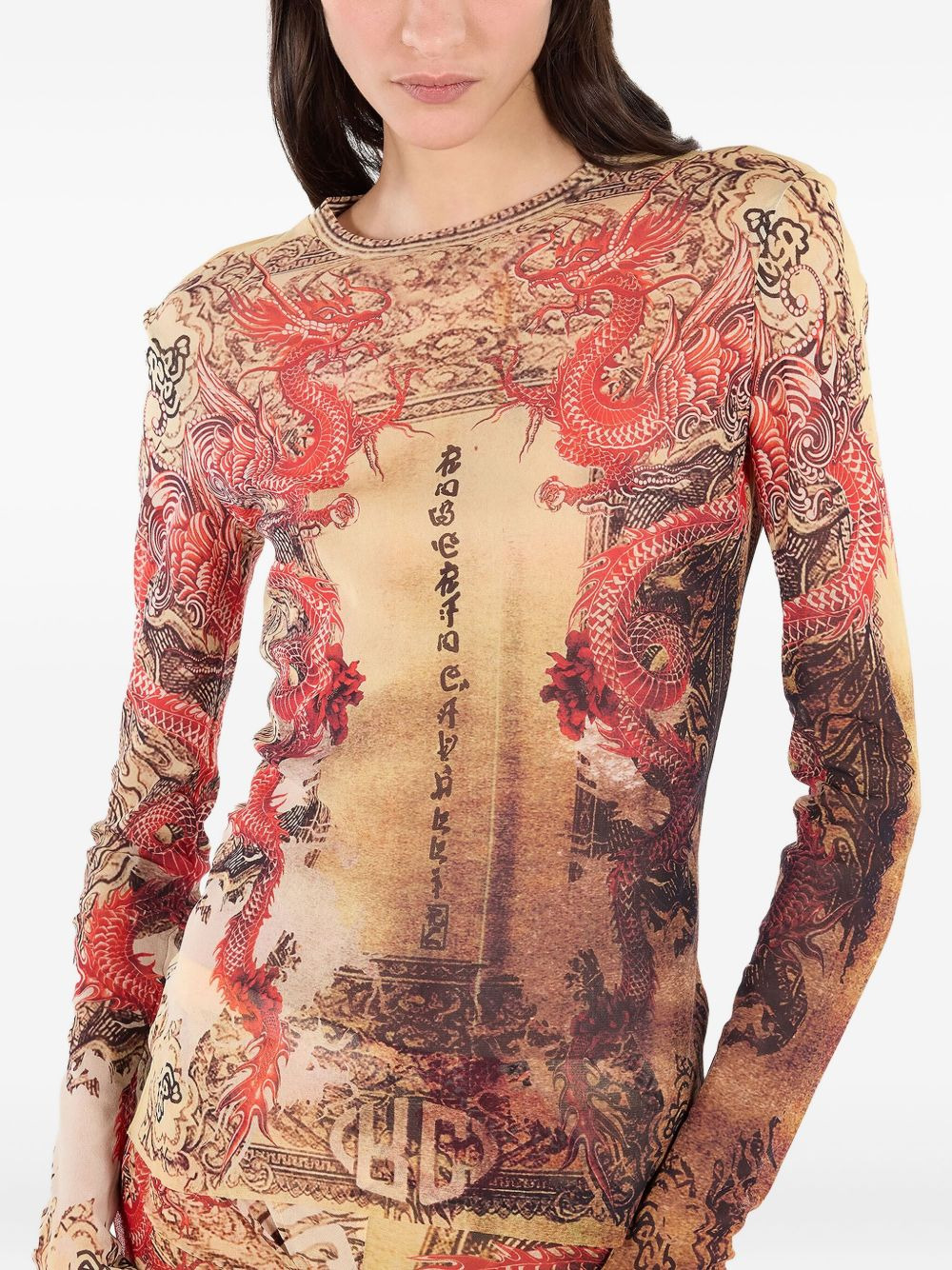 dragon-motif long-sleeve top - 4