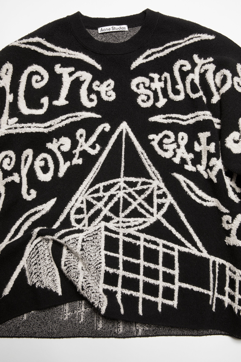 Jacquard logo jumper - Black/Ecru 5