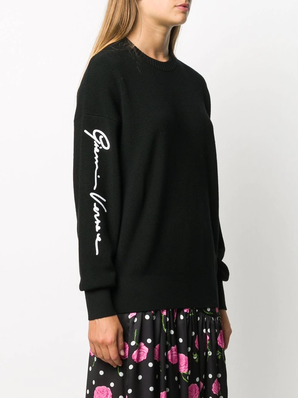 logo sleeve wool jumper - 3