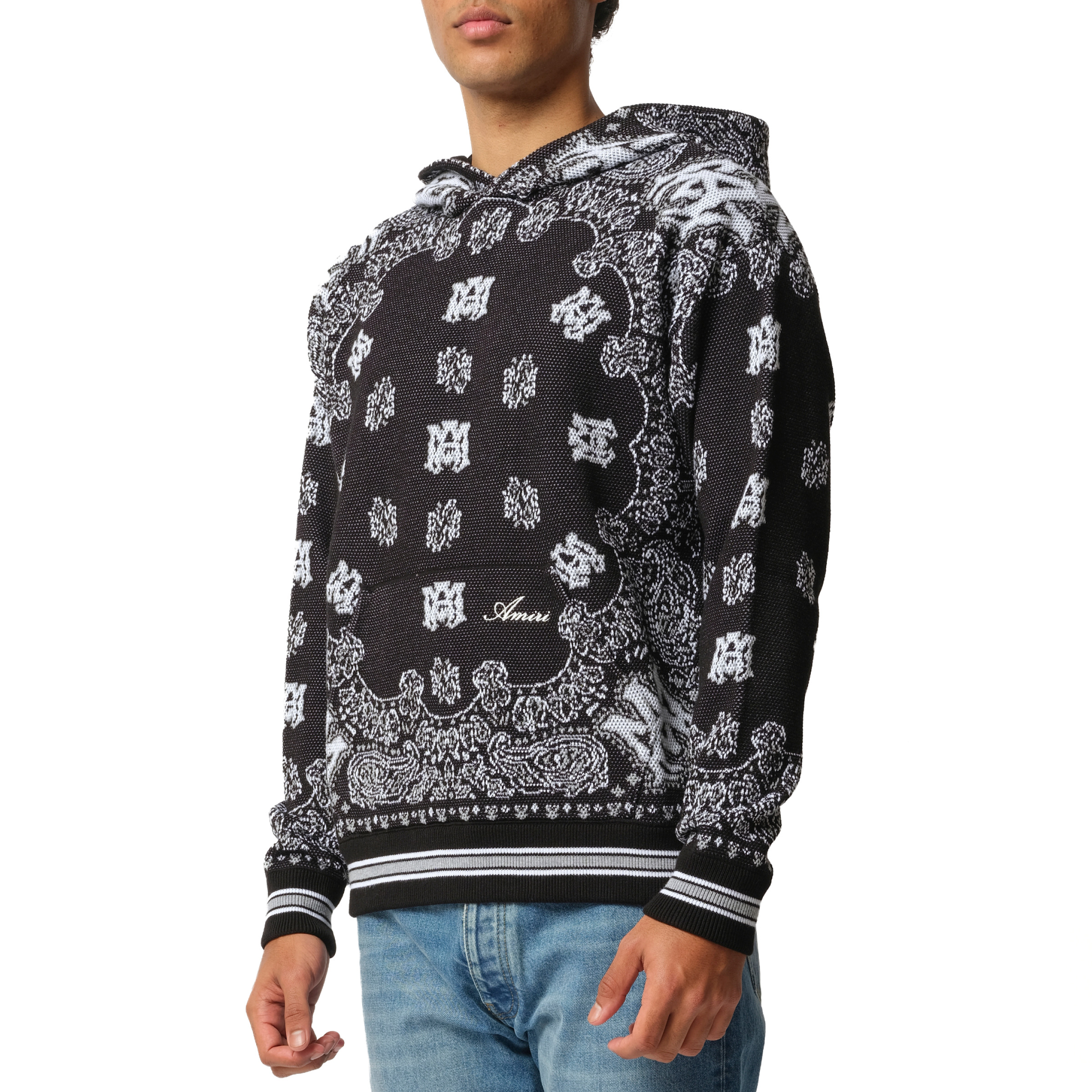 Bandana Hoodie in Black/White - 5