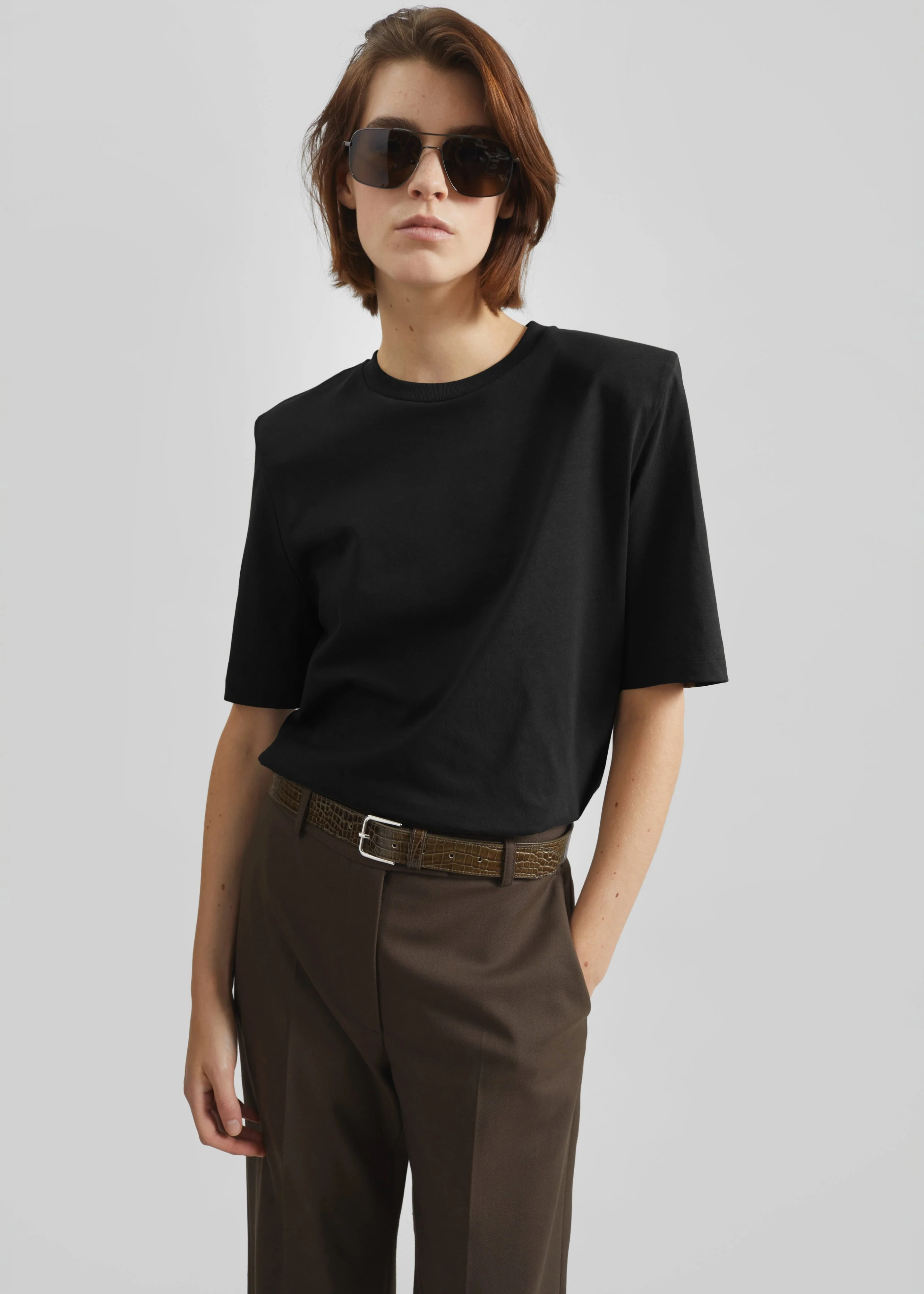 Carrington Padded Shoulder Tee - Black - 1