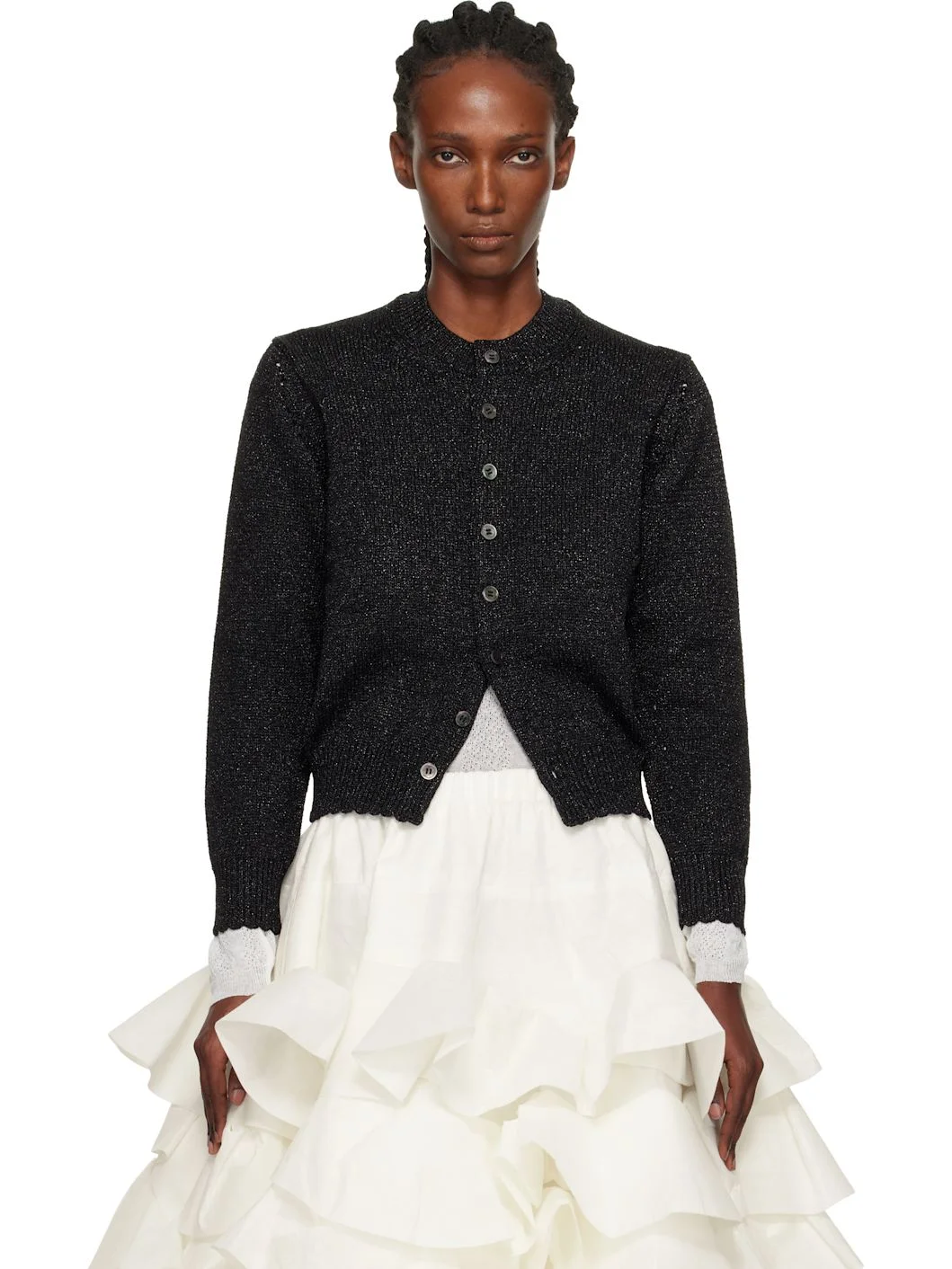 Black Wool Mix Cardigan - 1