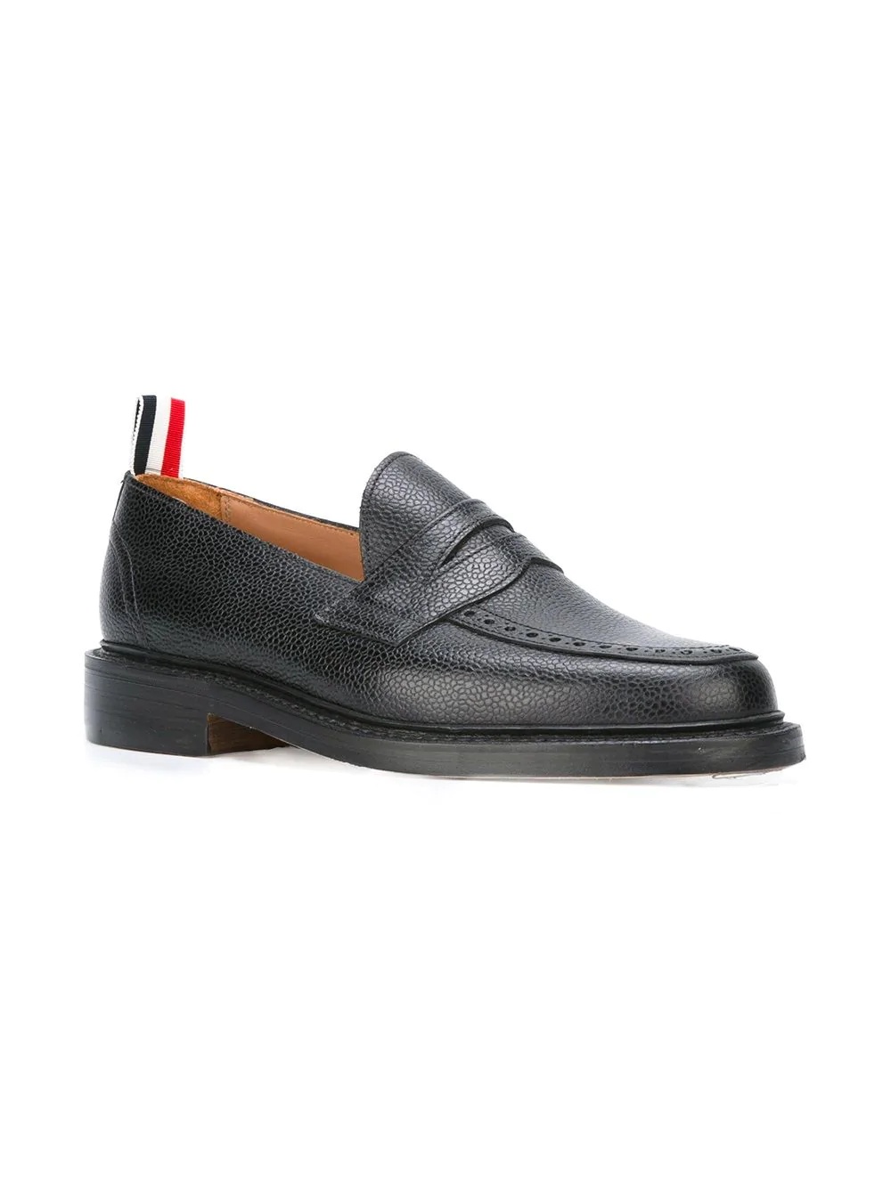 Penny Loafer With Leather Sole In Black Pebble Grain - 3