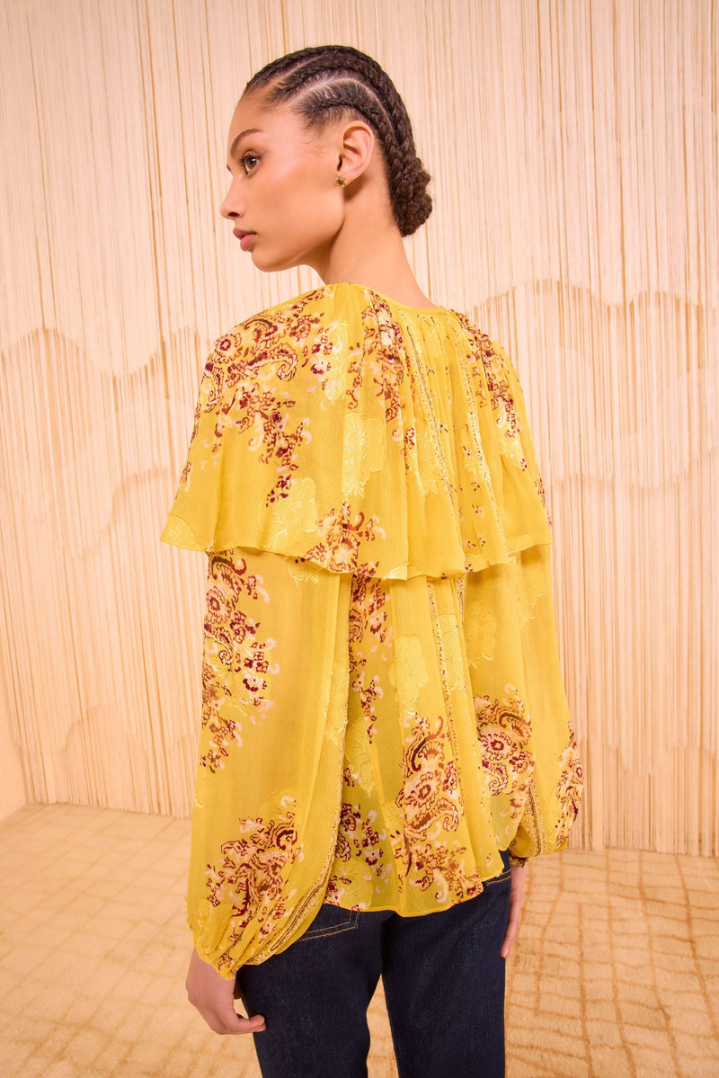 Elissa Cape Layer Long Sleeve Blouse 4