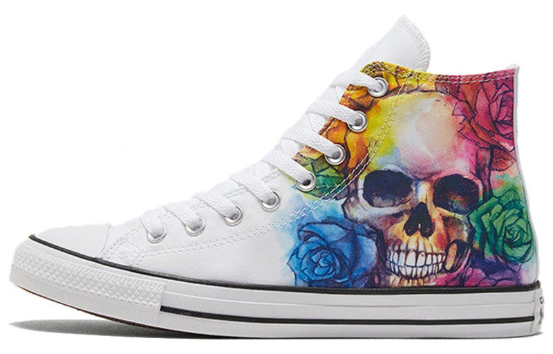 Converse Chuck Taylor All Star High Top Skull and Roses 'White' 169106F 2