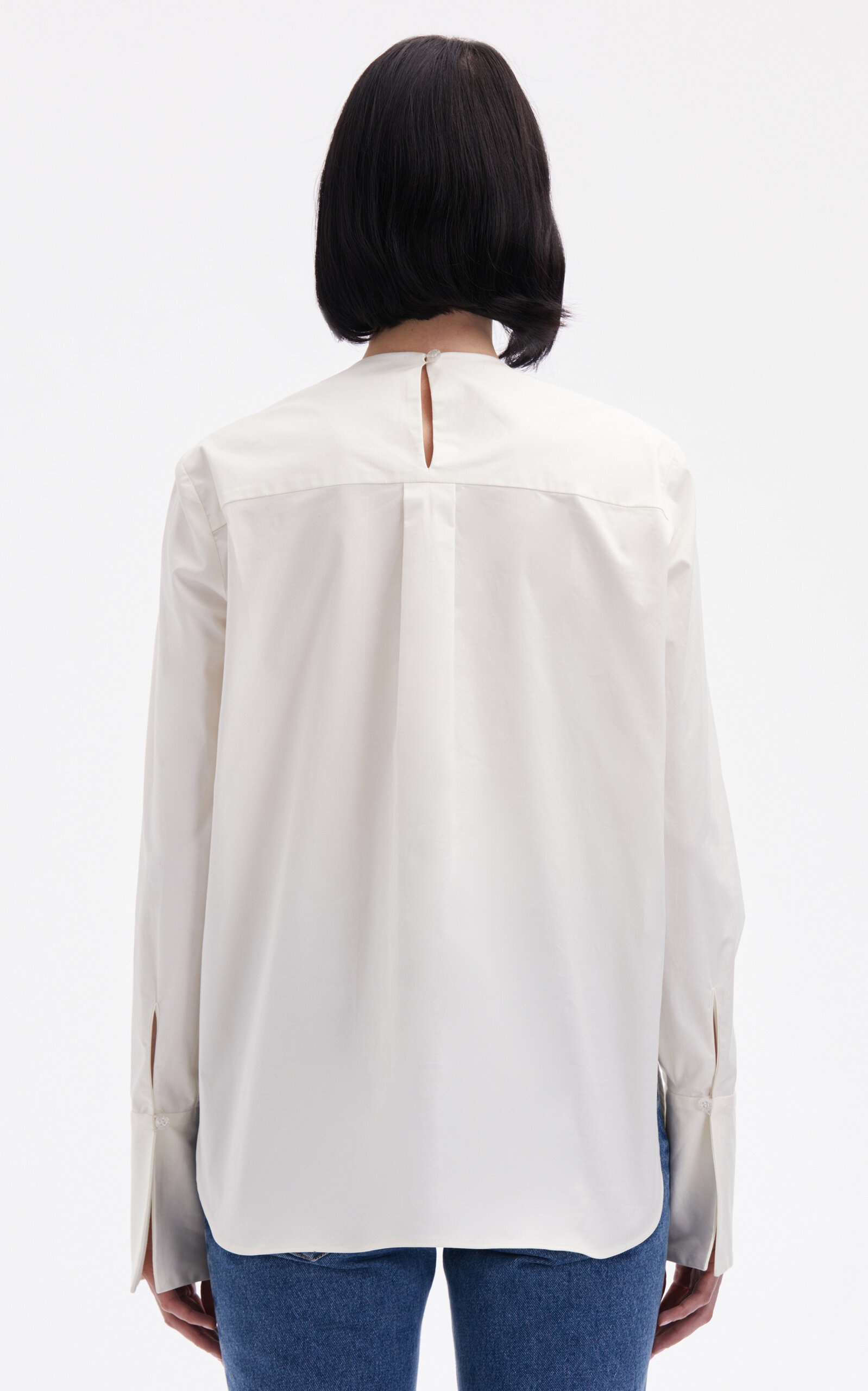 Floral-Appliquéd Cotton-Poplin Blouse white - 7
