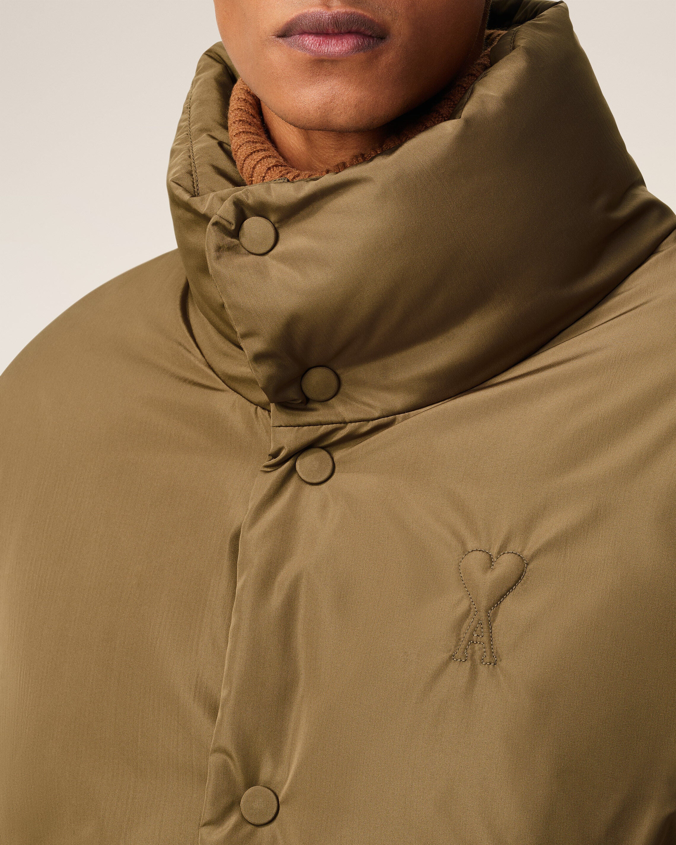 GREEN TAFFETAS AMI DE COEUR DOWN JACKET - 4