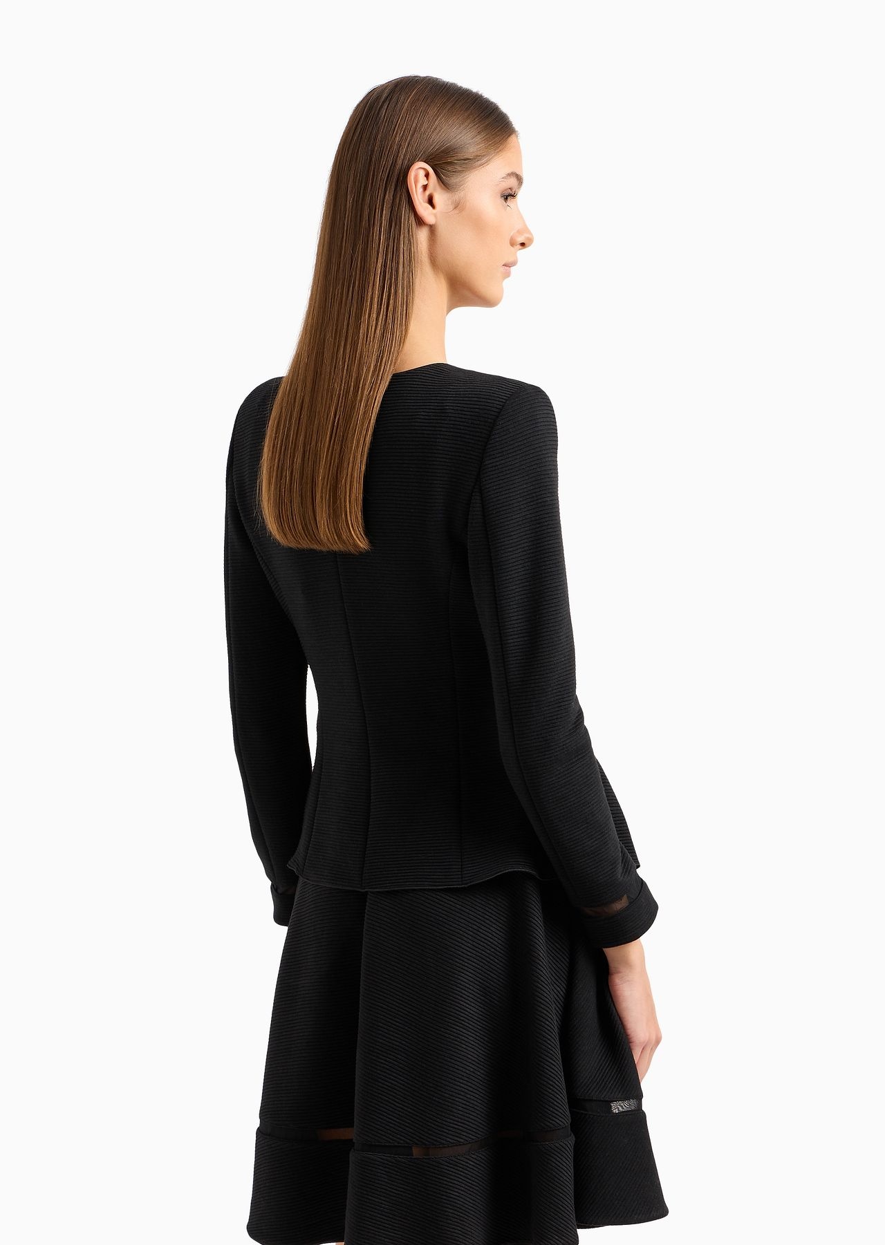 Ottoman jersey, single-breasted jacket with godet pleats - 5