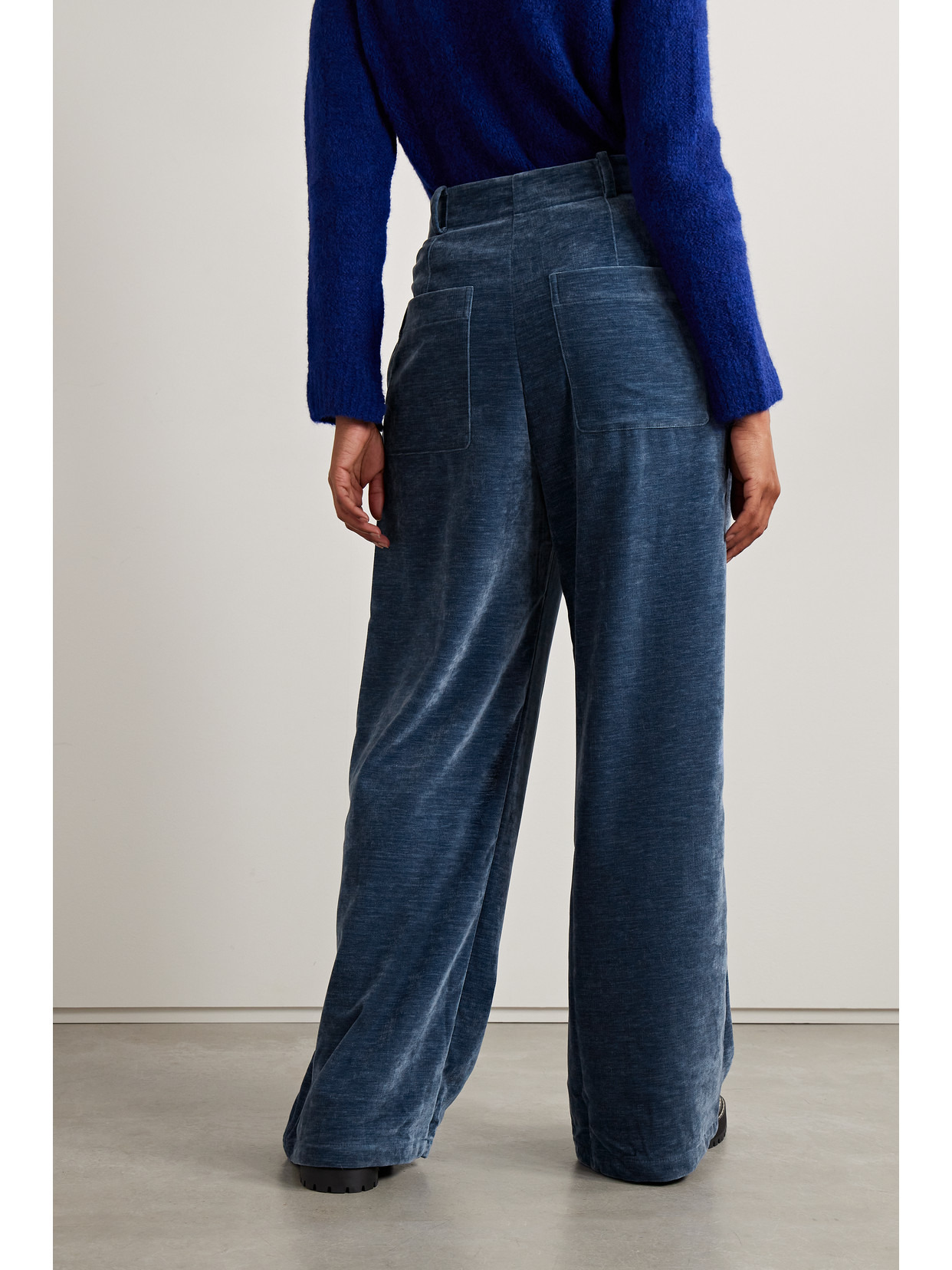 Pleated Chenille Wide-leg Pants - 3