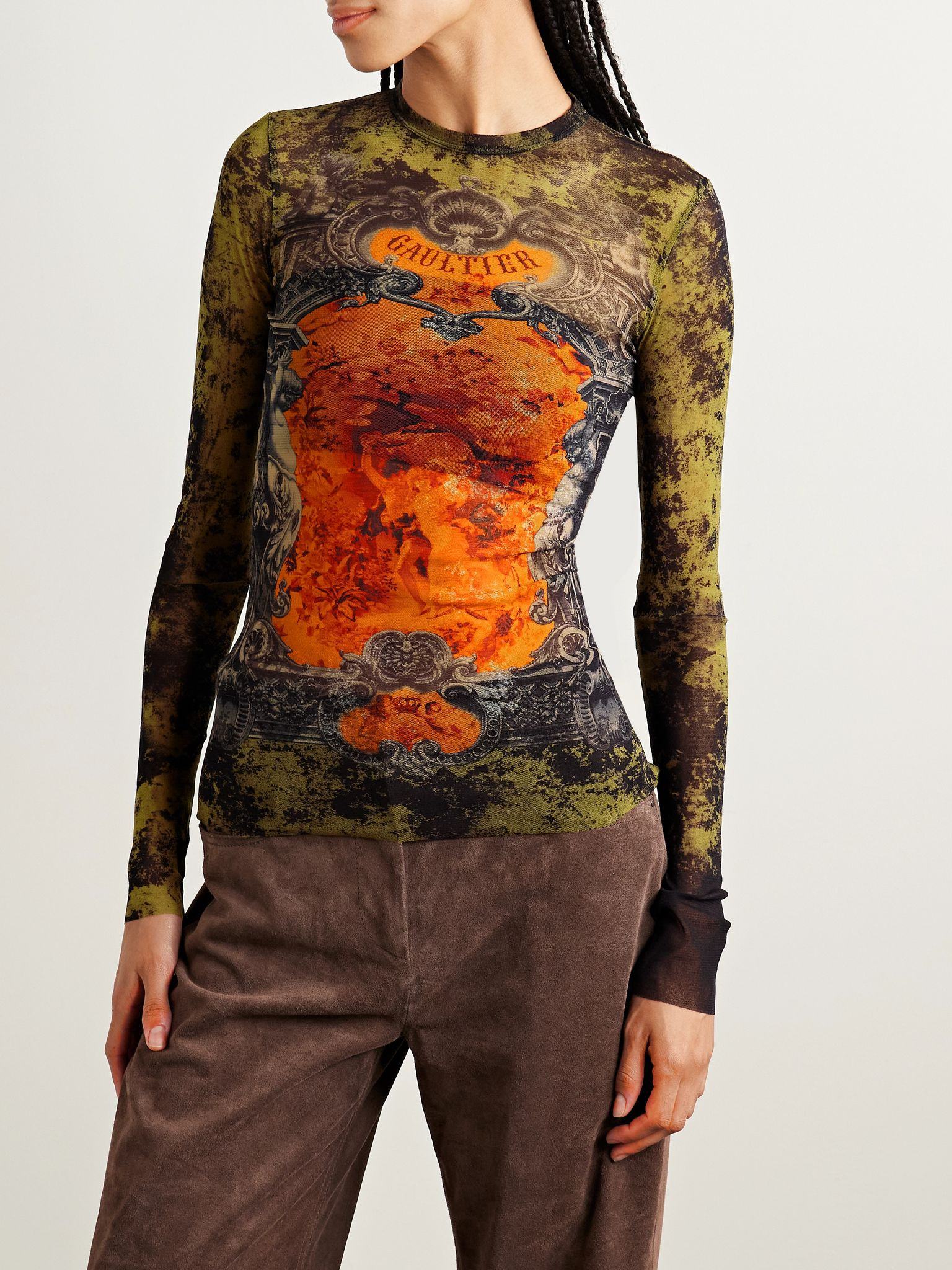 Printed mesh top Orange - 3