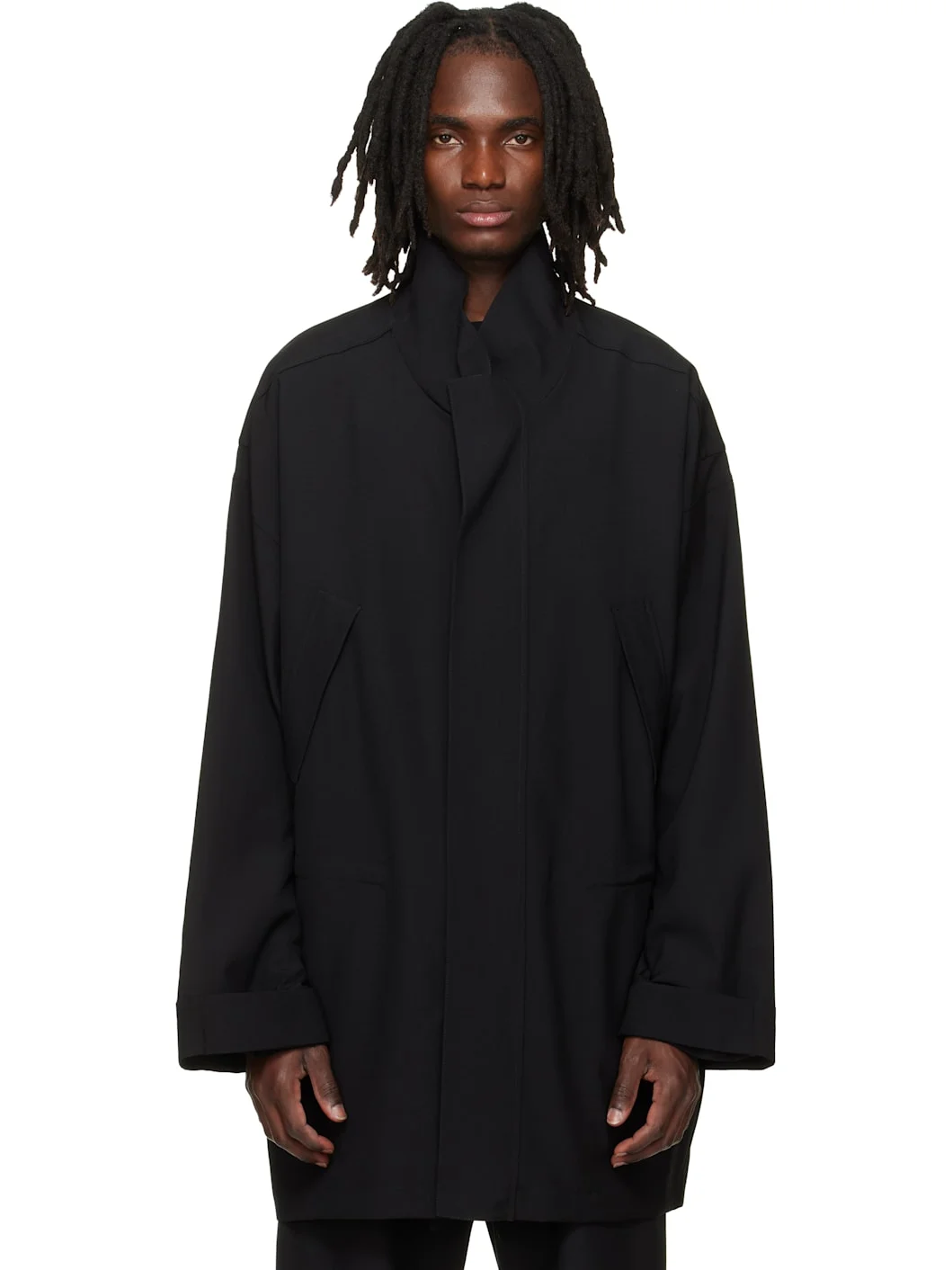 Black Ripstop Parka Coat - 1