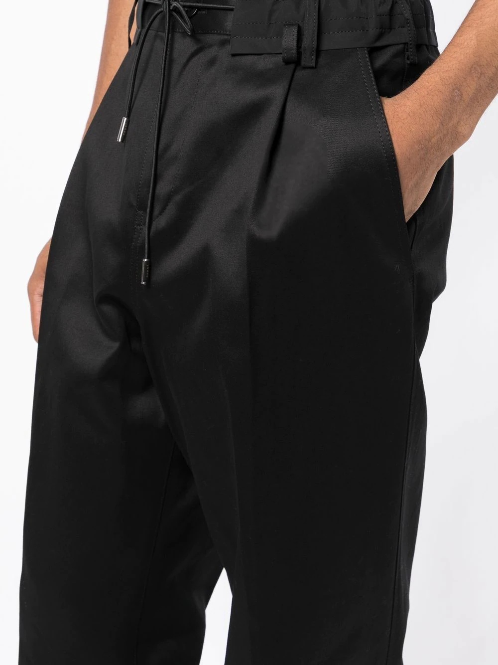 drawstring-waist straight-leg trousers - 5