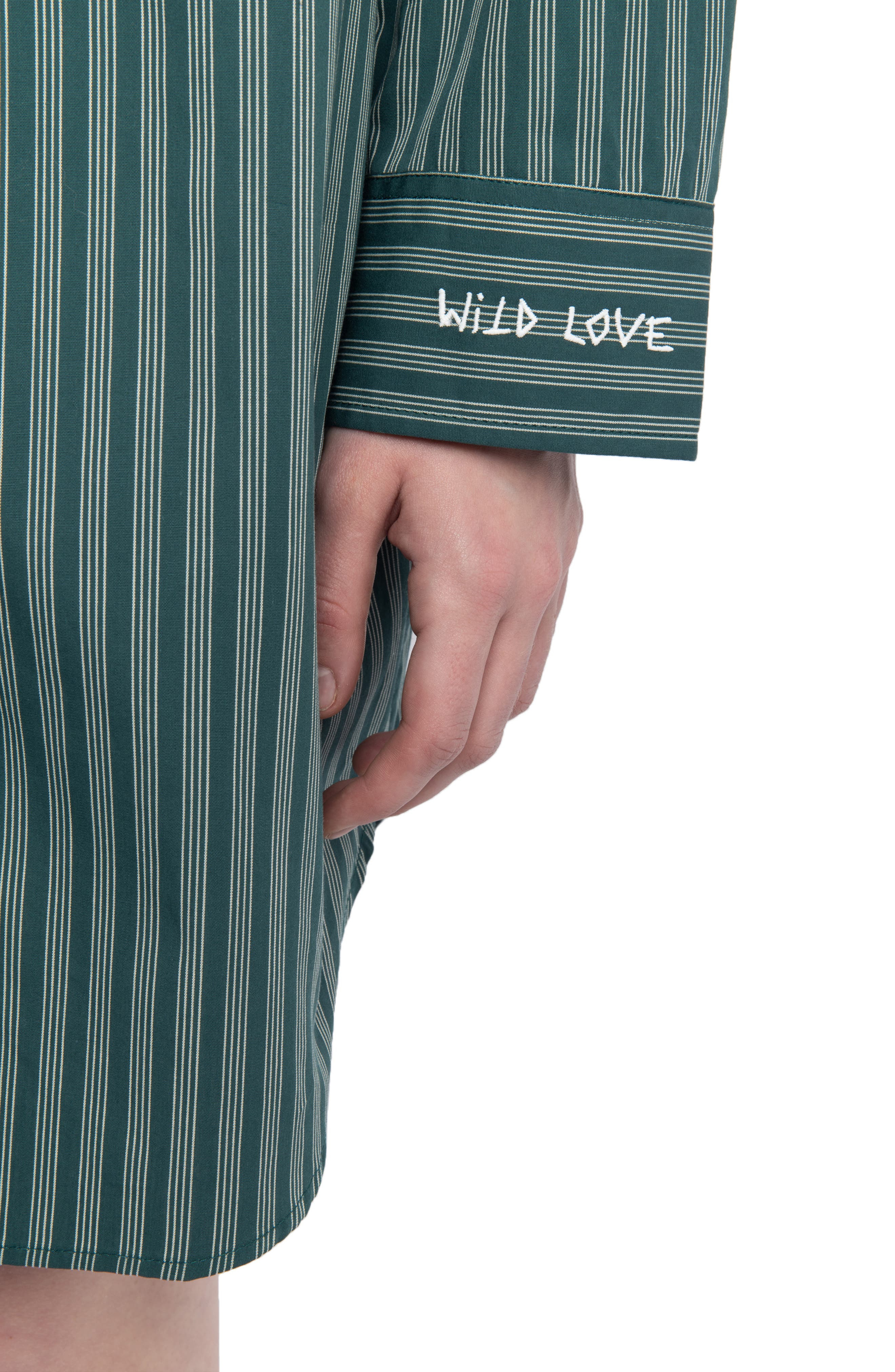 Zadig & Voltaire Rorning Stripe Long Sleeve Shirtdress in Emerald at Nordstrom - 4