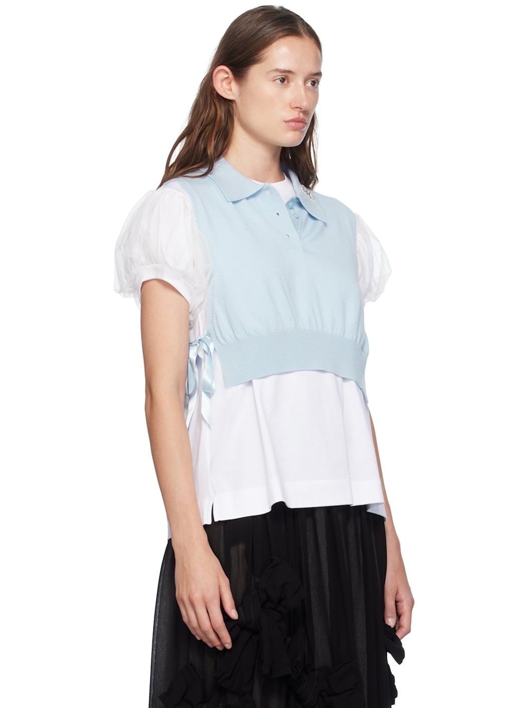 Blue Embellished Knit Vest - 2