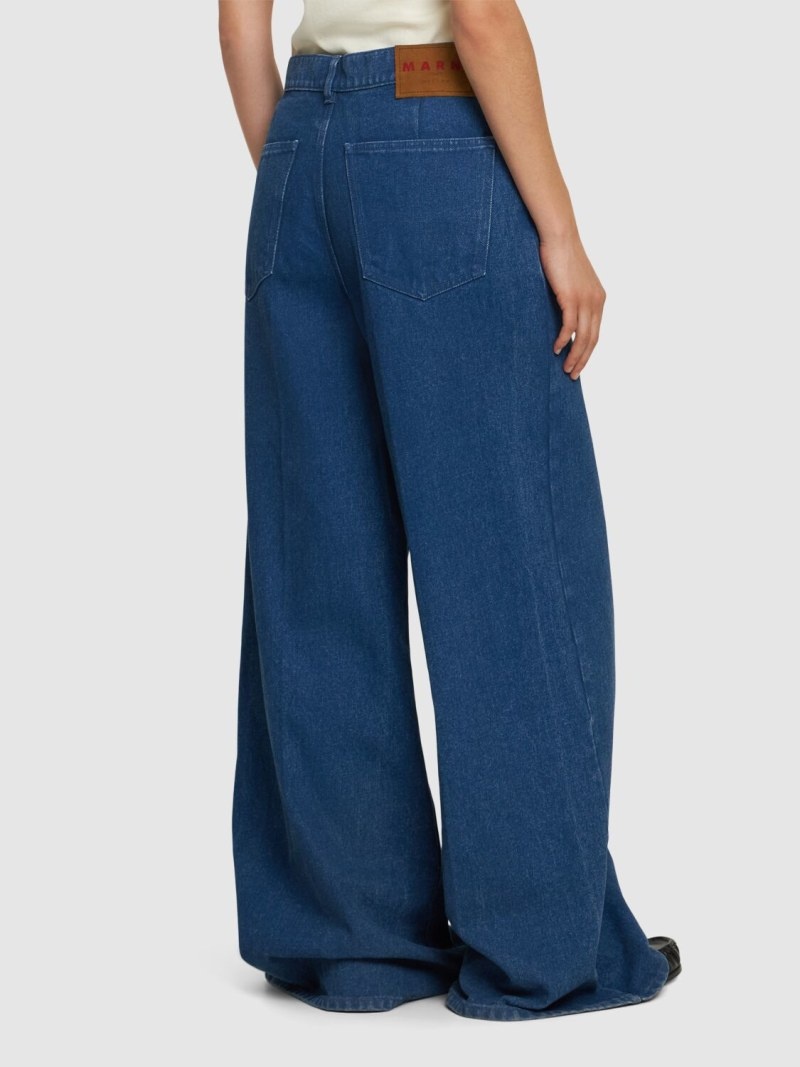 Denim wide leg mid rise jeans - 3