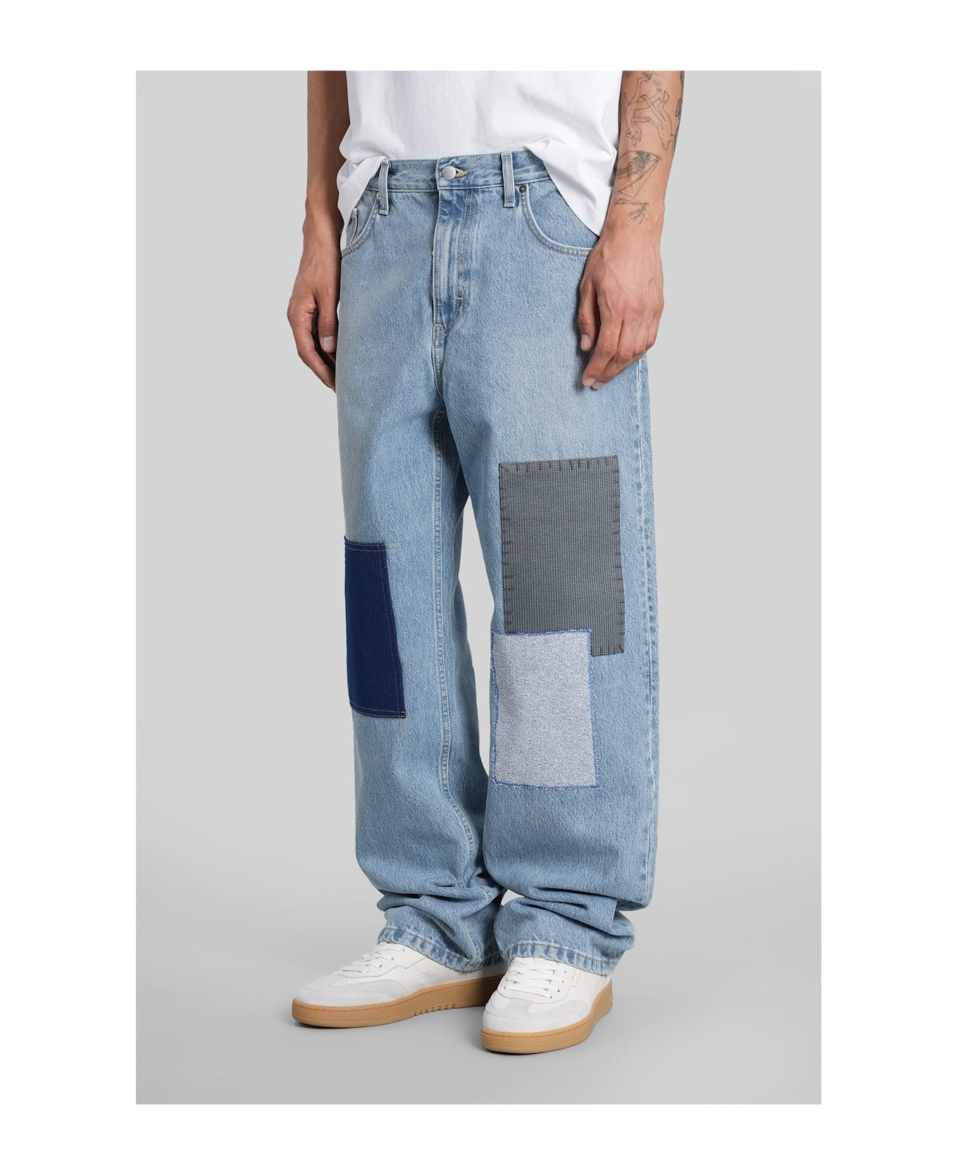 Zine Embroidered Jeans In Cyan Denim - 4