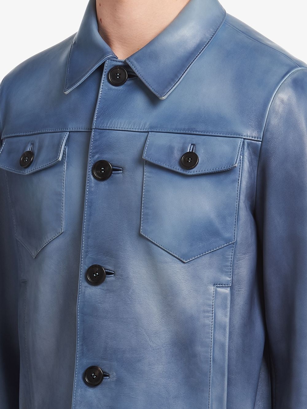 waxed nappa blouson jacket - 5