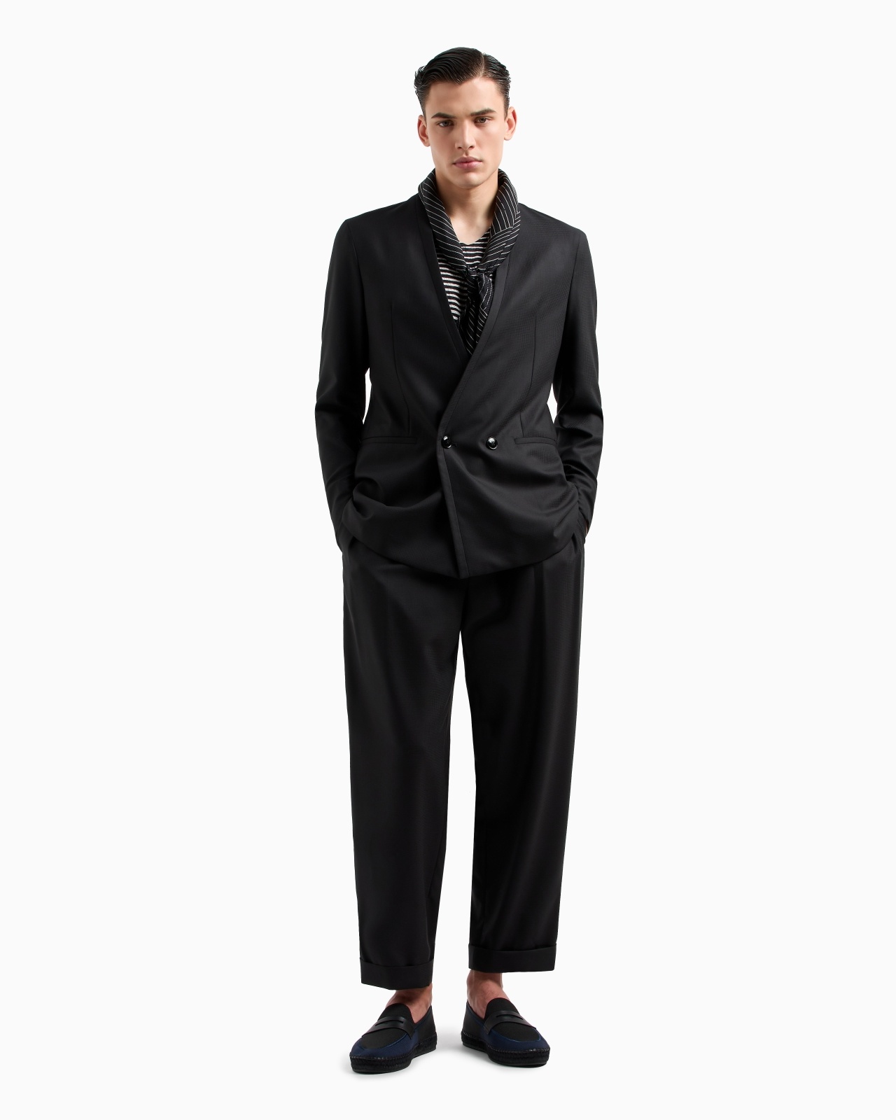 UPTON LINE DOUBLE-BREASTED SUIT IN A MICRO GINGHAM VIRGIN WOOL - 2