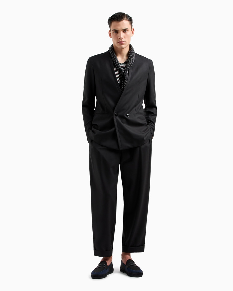 UPTON LINE DOUBLE-BREASTED SUIT IN A MICRO GINGHAM VIRGIN WOOL 2