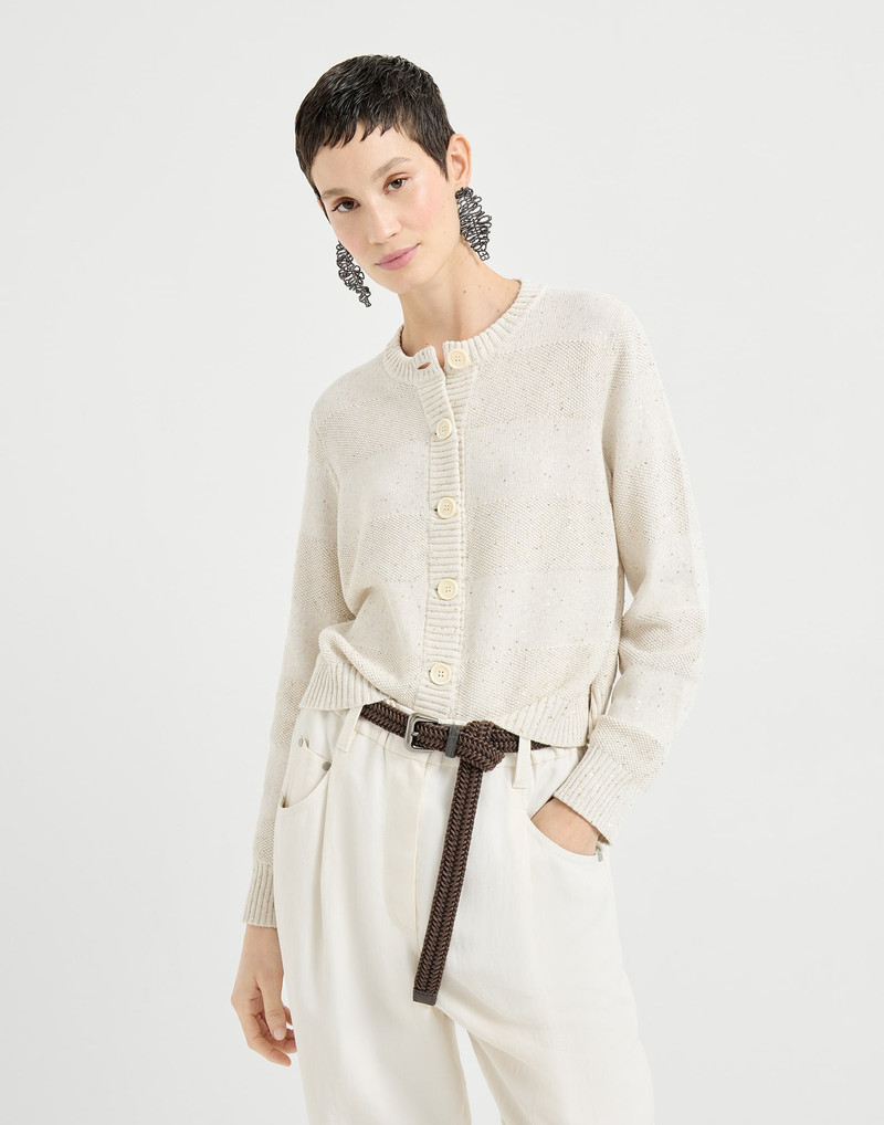Textured stripe cardigan in cotton Diamond yarn 2