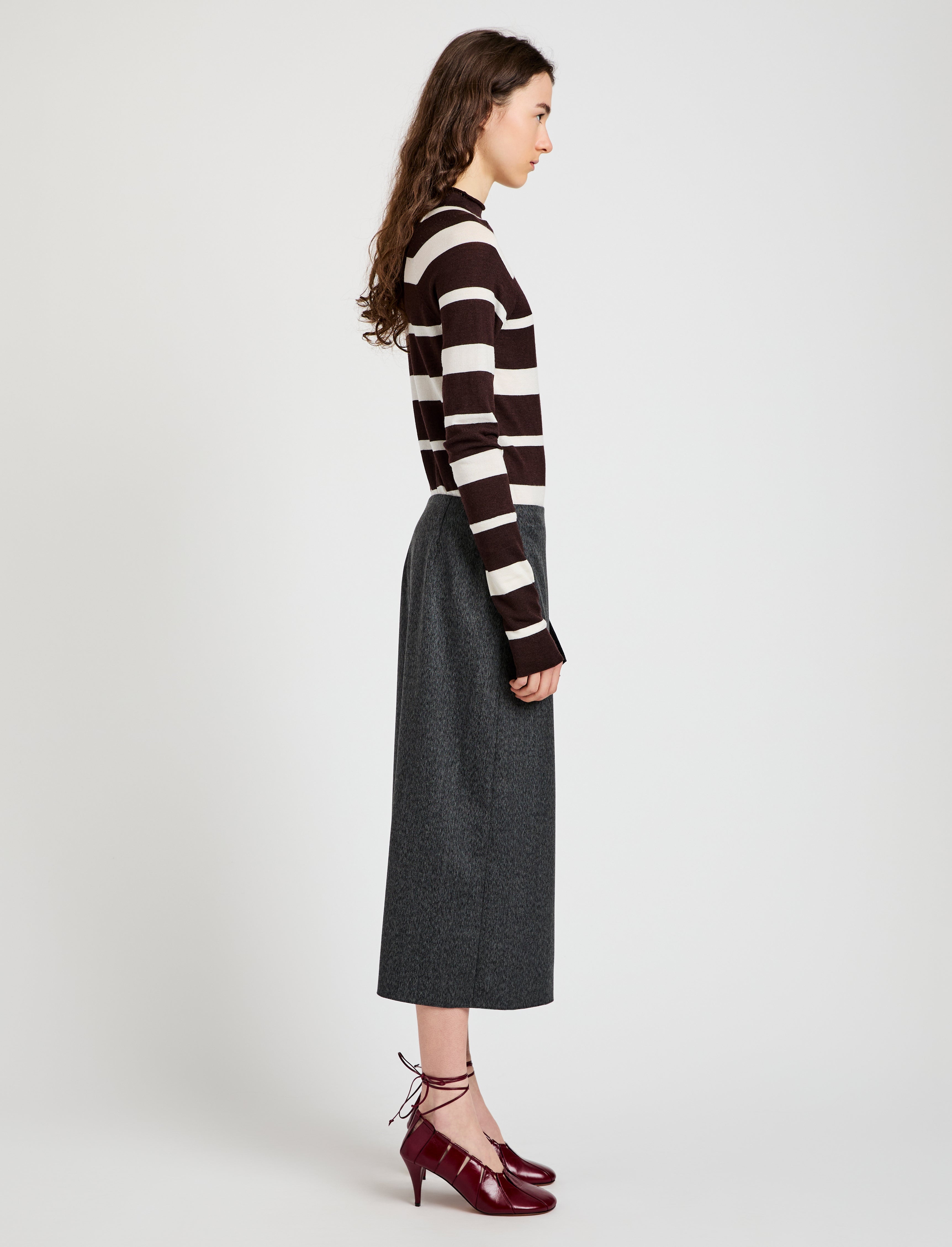 Amery Skirt in Textured Suiting - 3