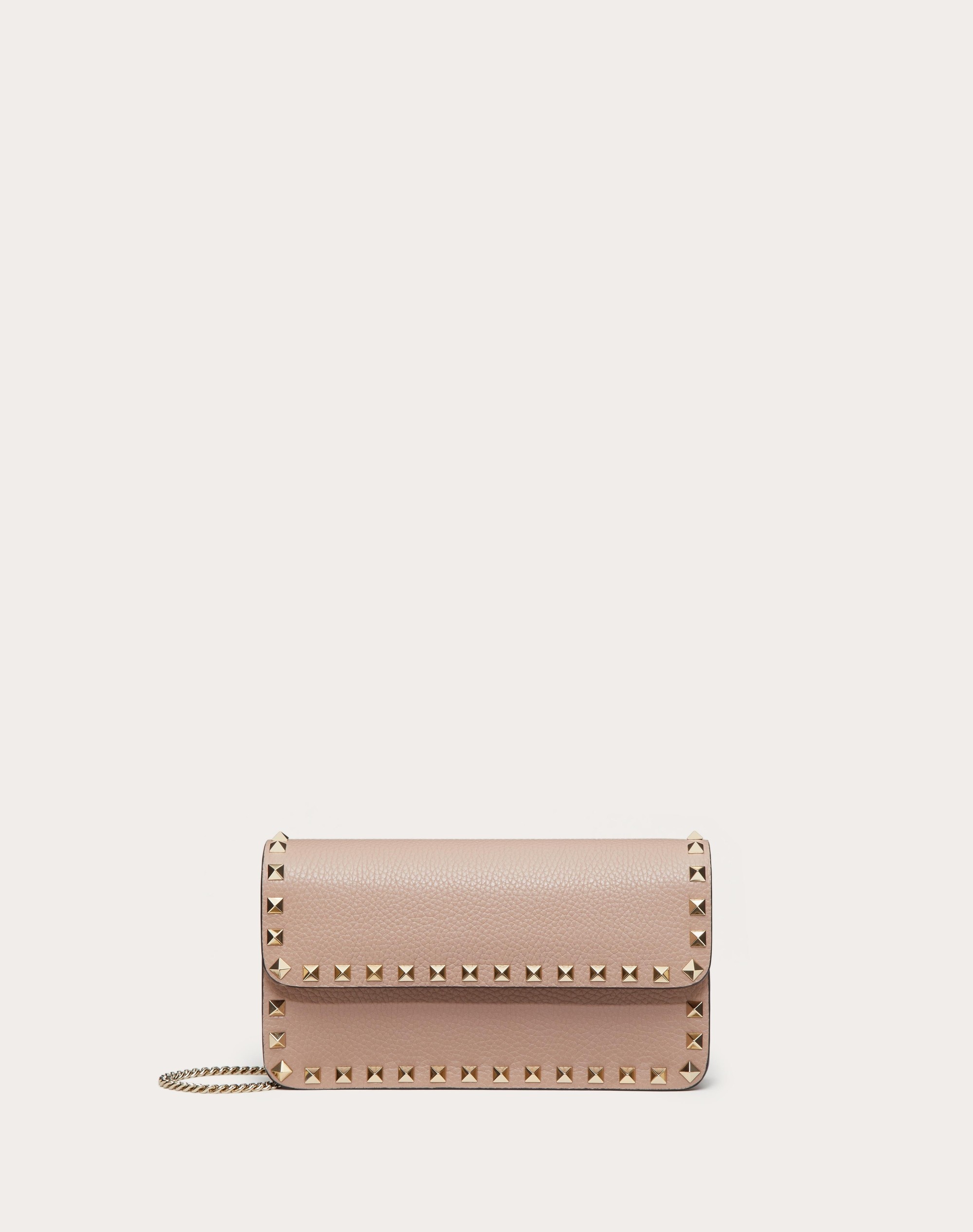 ROCKSTUD GRAINY CALFSKIN CHAIN POUCH - 1