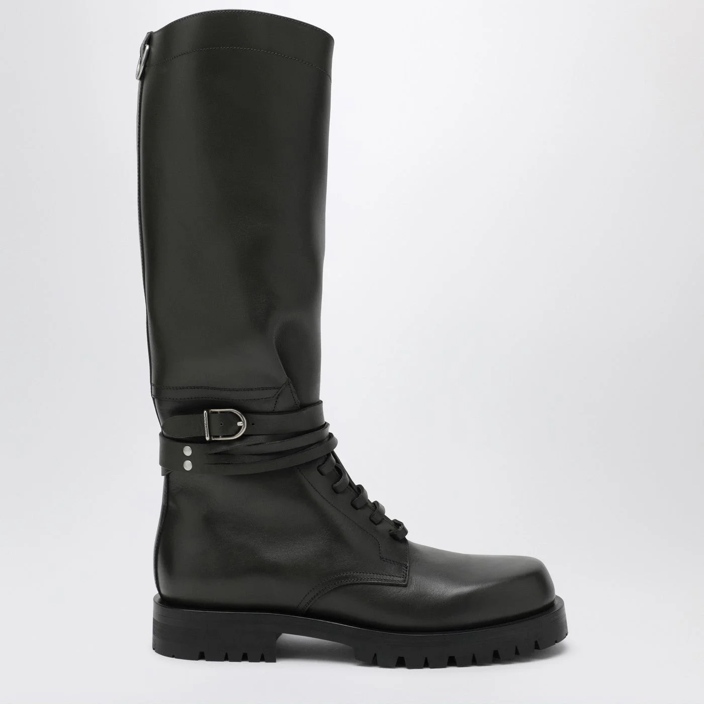 Dark green high combat boots - 1