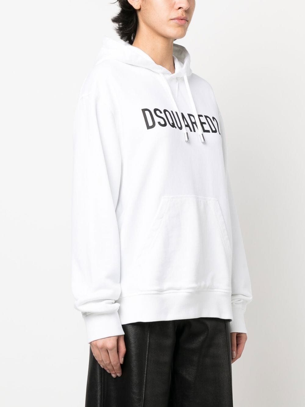 logo-print cotton hoodie - 3