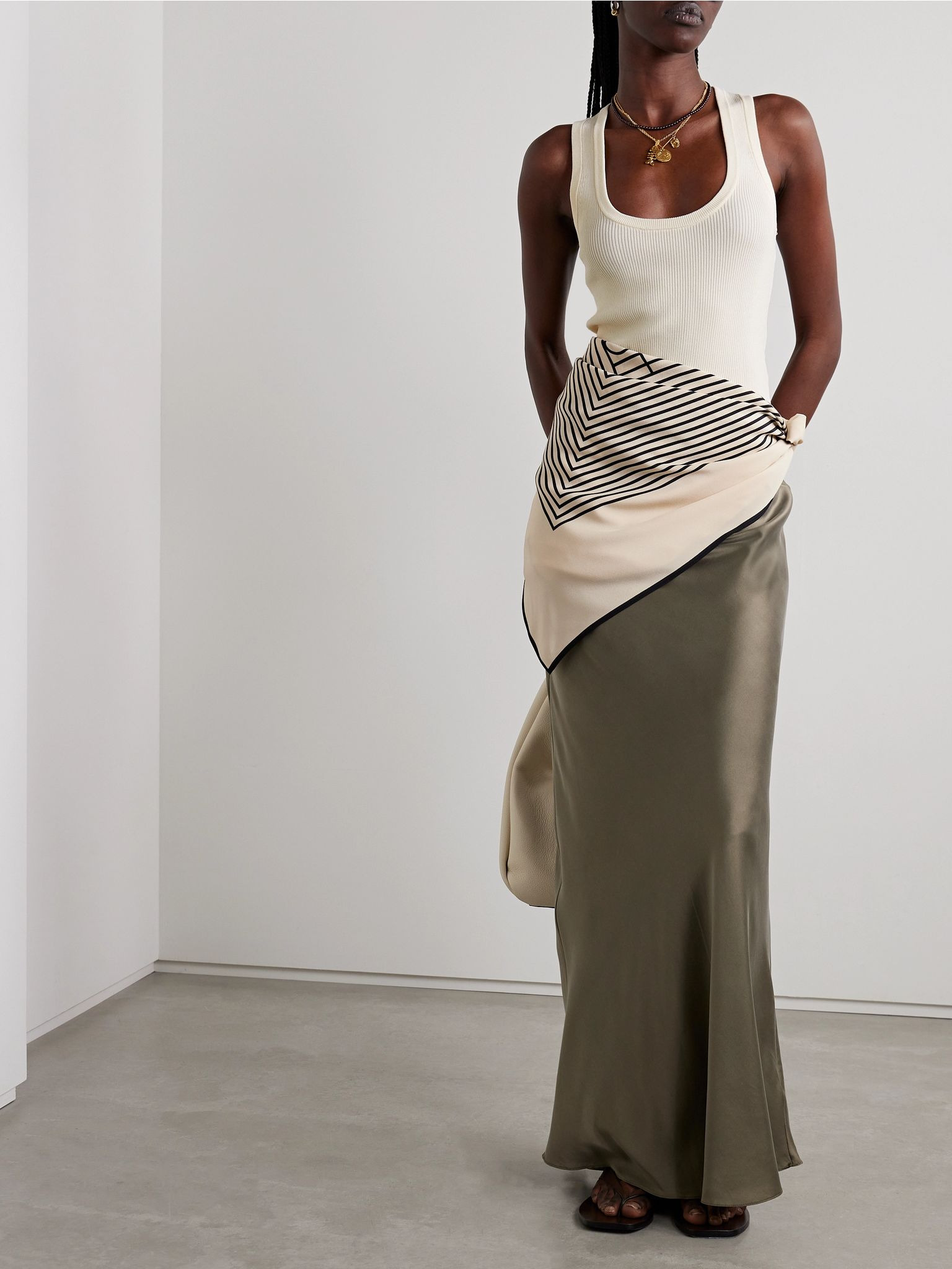 Ribbed-knit tank Ecru - 2