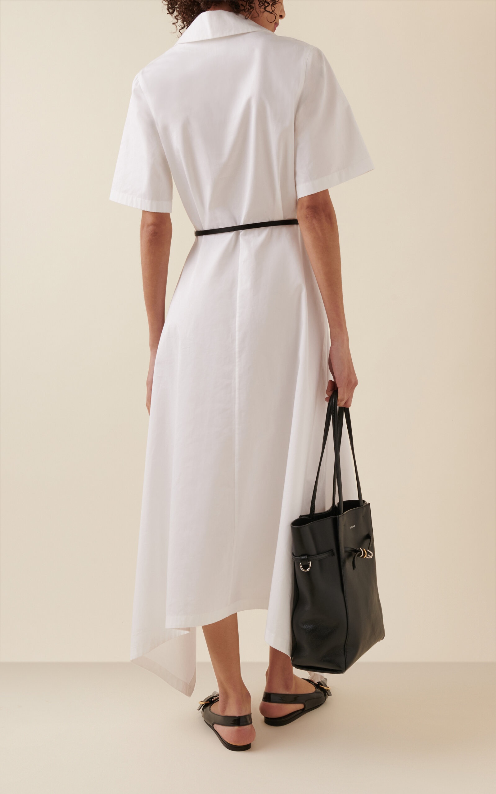 Givenchy Voyou-Belt Cotton Poplin Midi Dress white