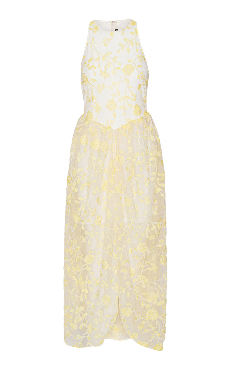 Beaded Chiffon Maxi Dress white 1