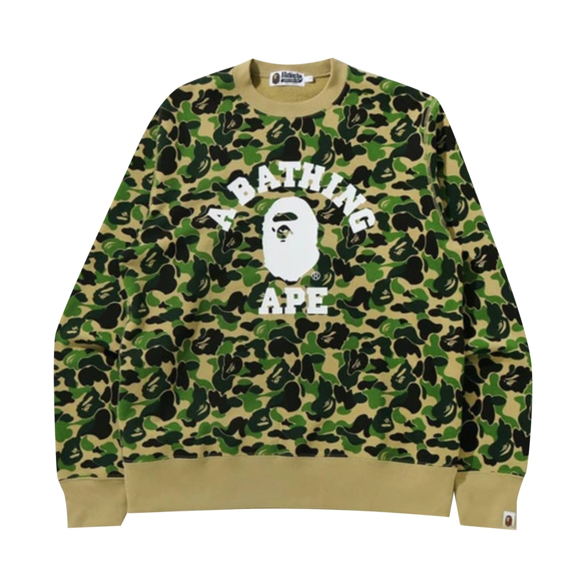 BAPE ABC Camo College Wide Crewneck 'Green' - 1