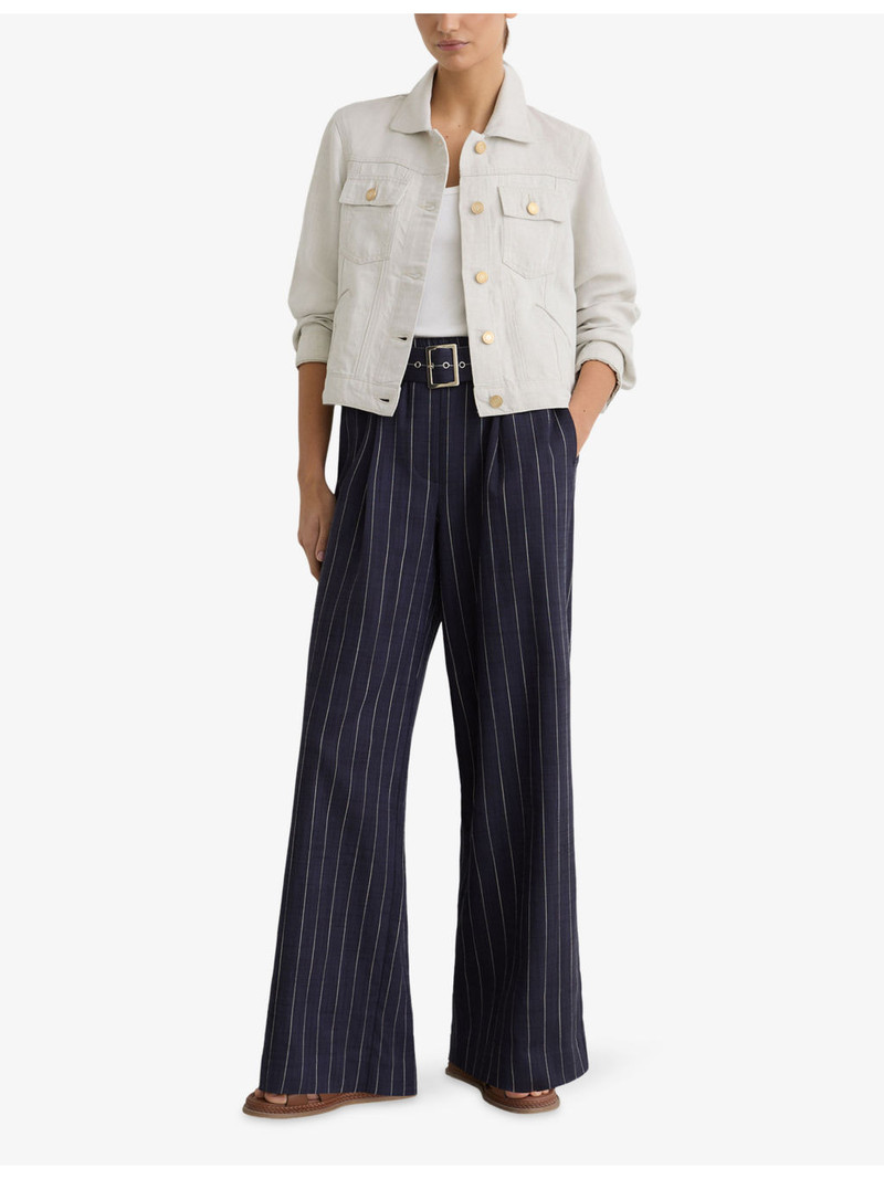 REISS Carmen Lyocell and Linen Trucker Jacket outlook