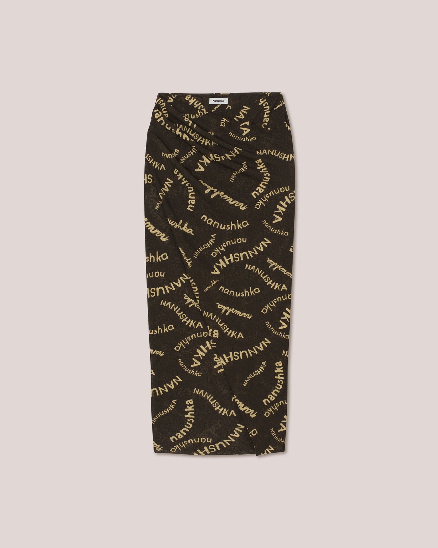 TAINA - Bodycon midi skirt with wrap - Hand drawn print - 1