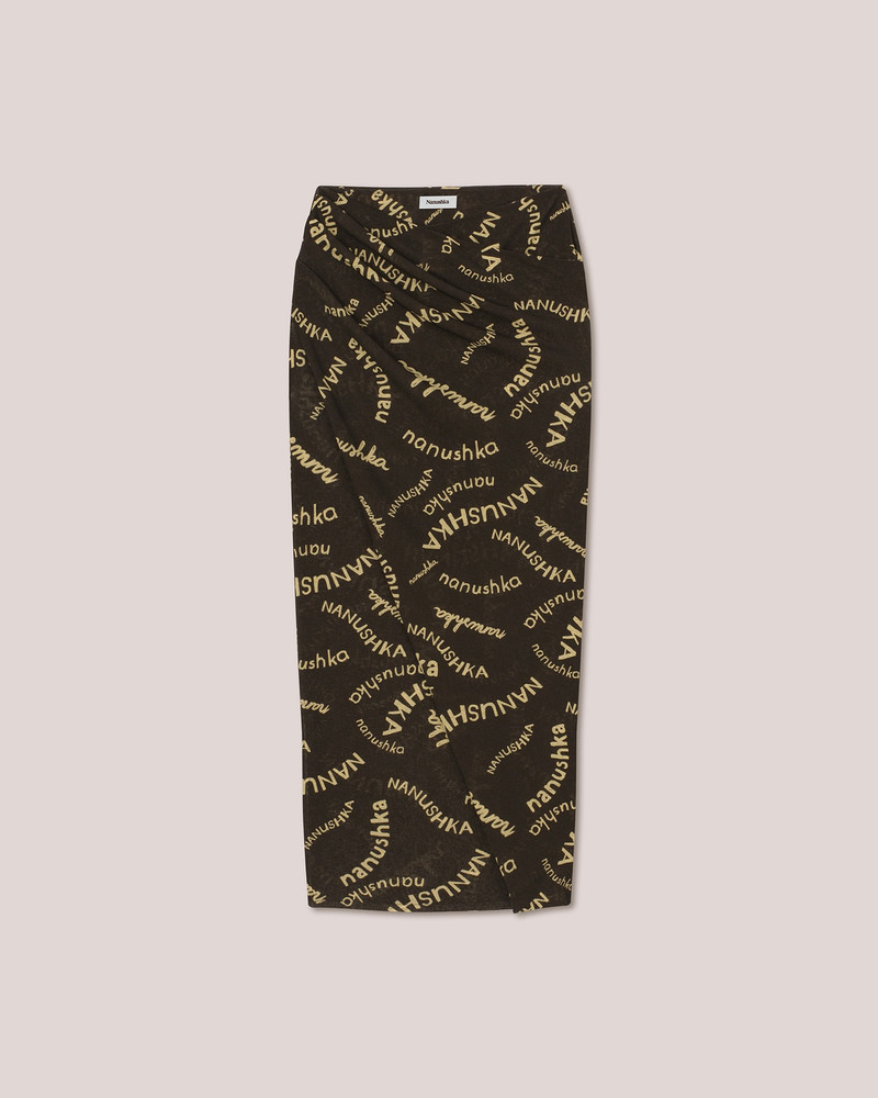 TAINA - Bodycon midi skirt with wrap - Hand drawn print 1