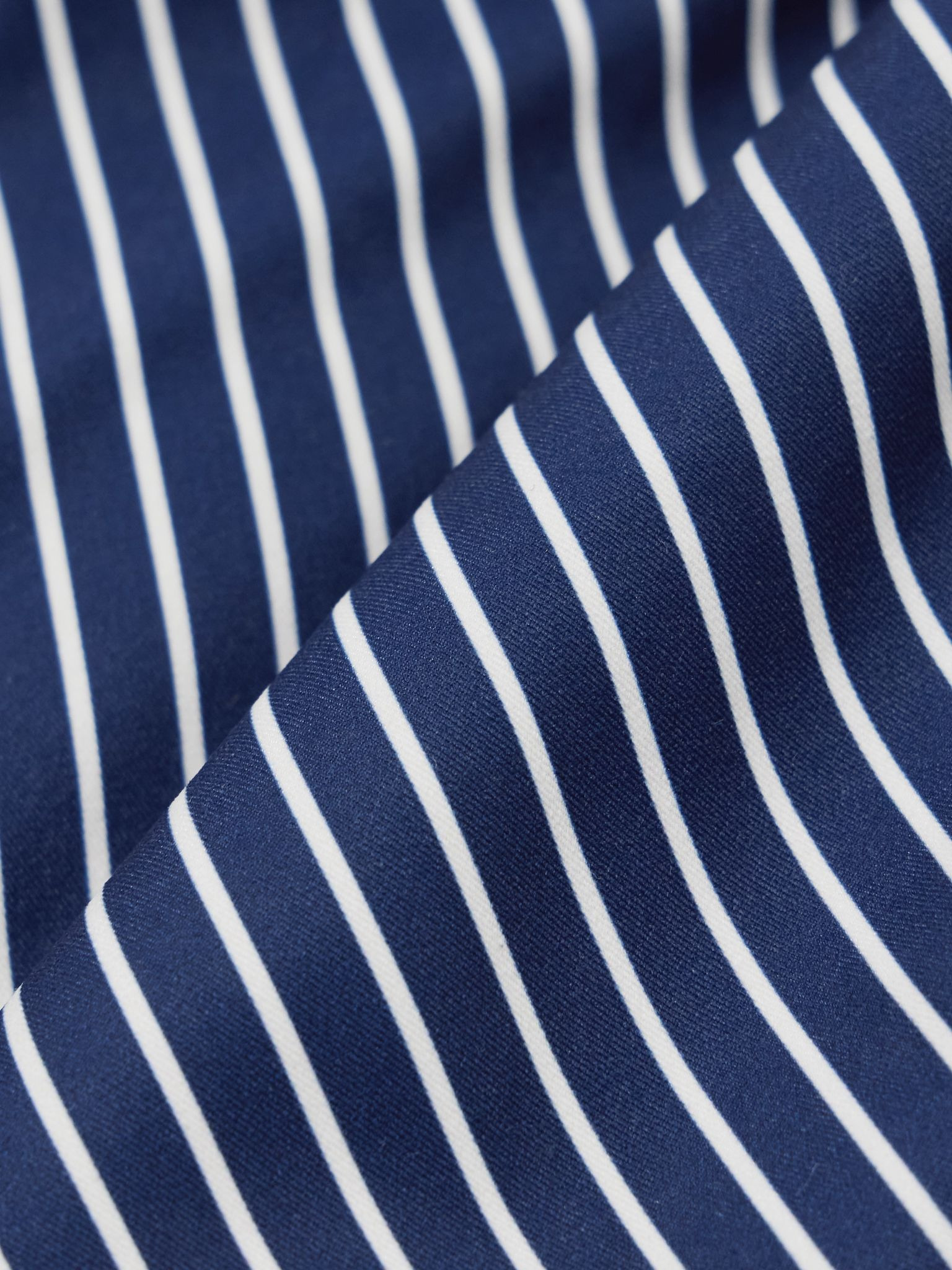 Alborada strapless striped stretch cotton-twill peplum top Navy - 4