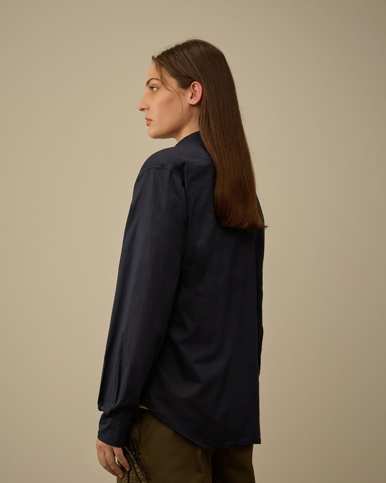 Light Mussola Banded Collar Shirt - 7