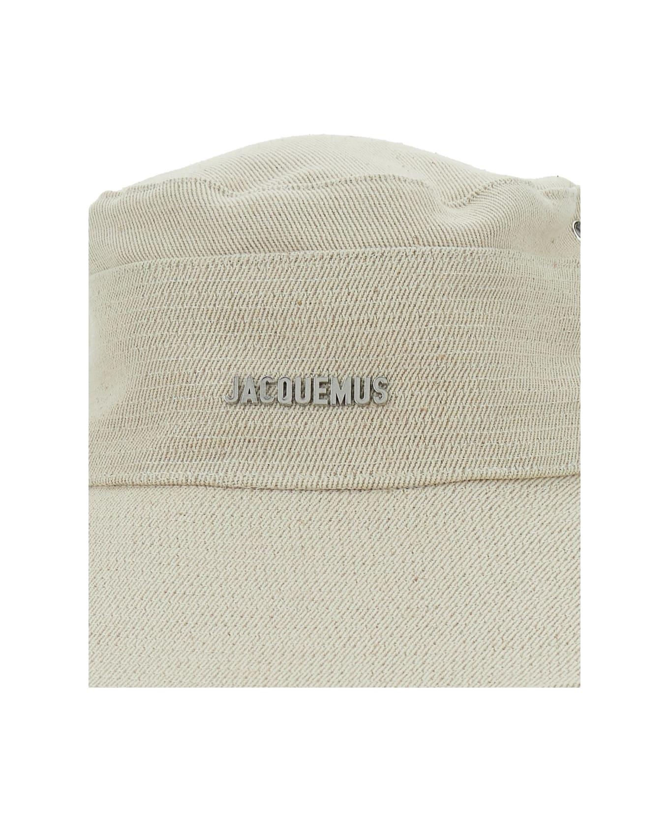 'le Bob De-nimes' White Bucket Hat With Logo Lettering On The Front And Adjustable Strap In Linen An - 3