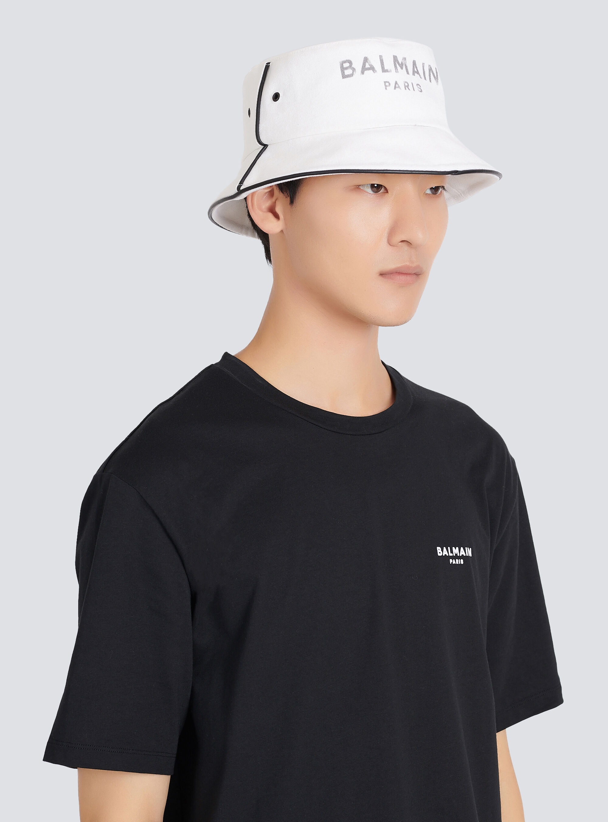 Cotton and leather B-Army bucket hat with Balmain logo - 2