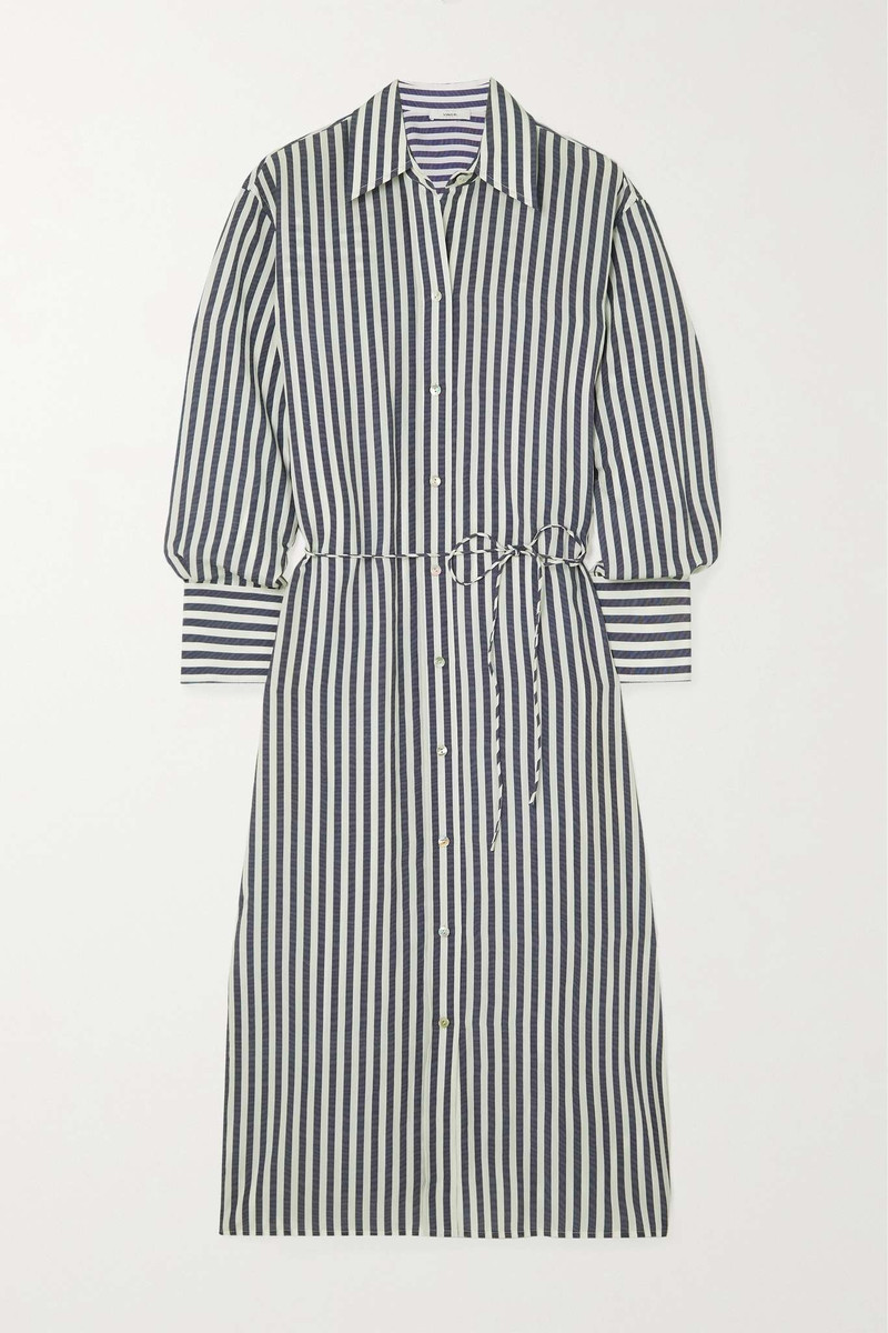 Belted striped TENCEL Lyocell-blend midi shirt dress 1