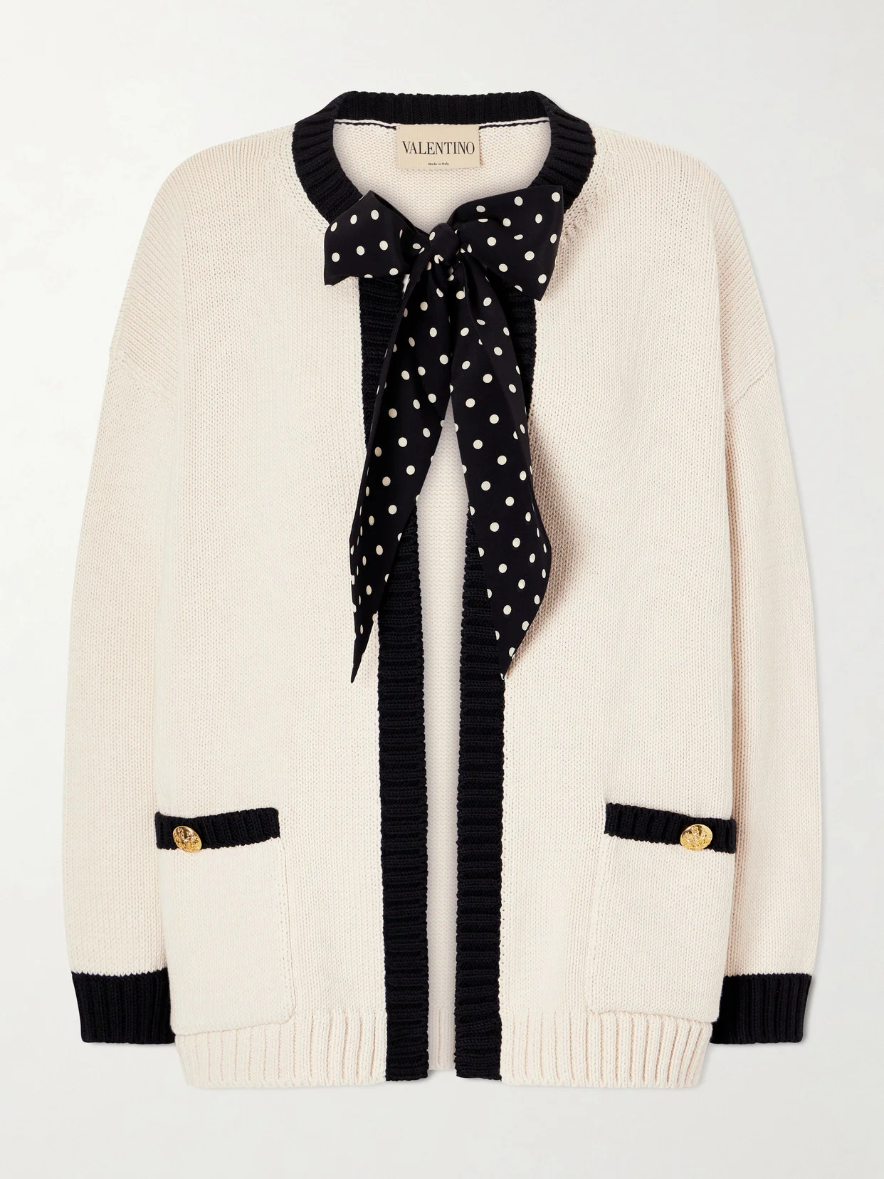 Silk-trimmed Cotton-blend Cardigan - 1