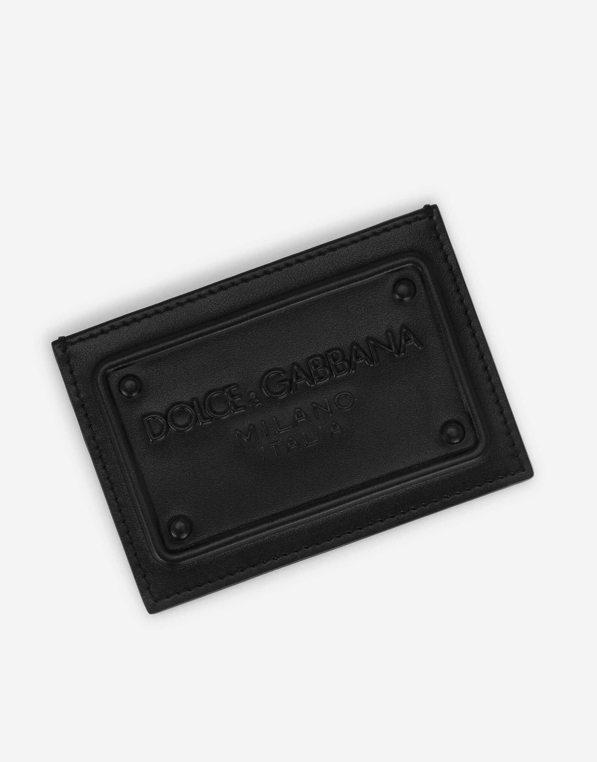 Calfskin card holder with raised logo - 4