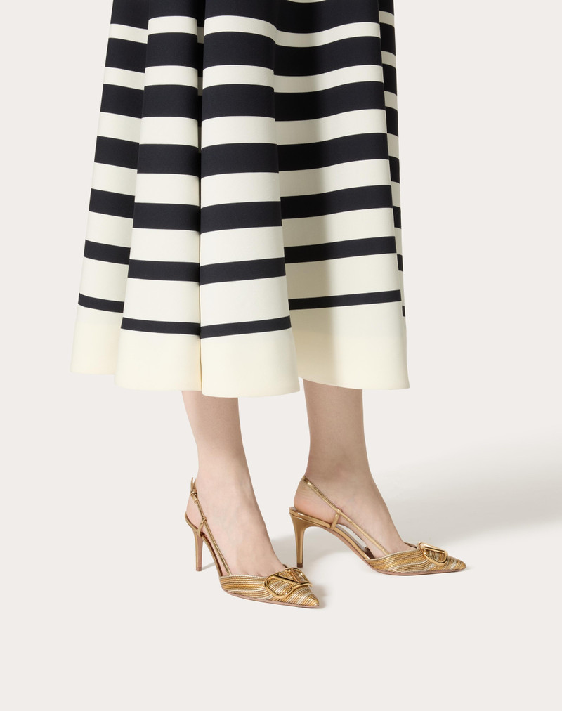 Valentino VLOGO SIGNATURE METALLIC SLINGBACK PUMPS WITH CORNELY EMBROIDERY 80MM outlook