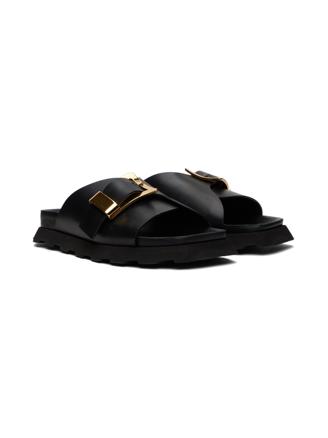 Black Buckle Slides - 4