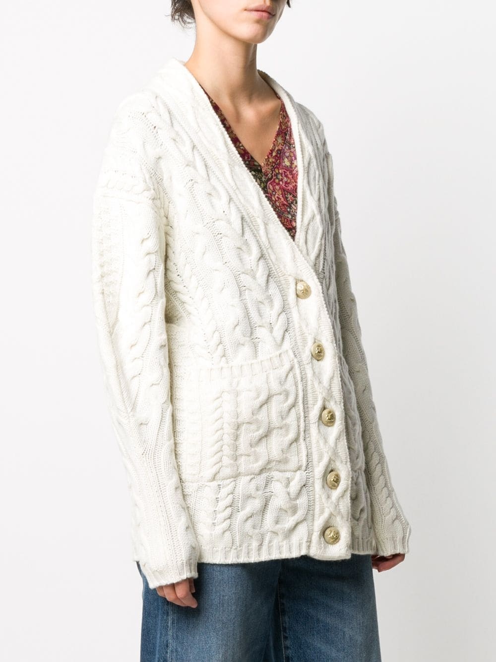 oversized cable-knit cardigan - 3