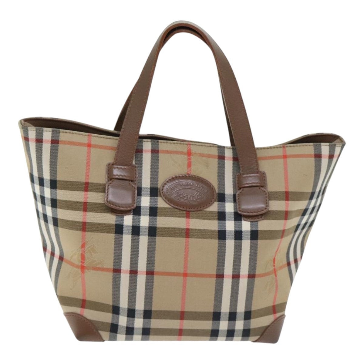 Burberry Nova Check Tote Bag Canvas Leather Beige Brown Gold - 13