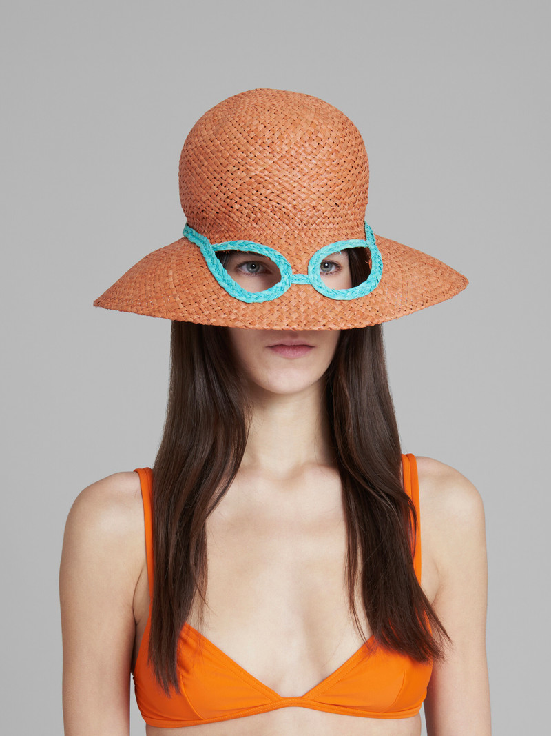 Marni MARNI X NO VACANCY INN - ORANGE HAT IN RAFFIA WITH CUT-OUTS outlook