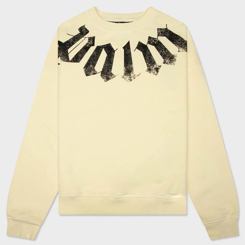 BIG NECK LOGO LOOSE CREW - LIGHT YELLOW/BLACK - 1