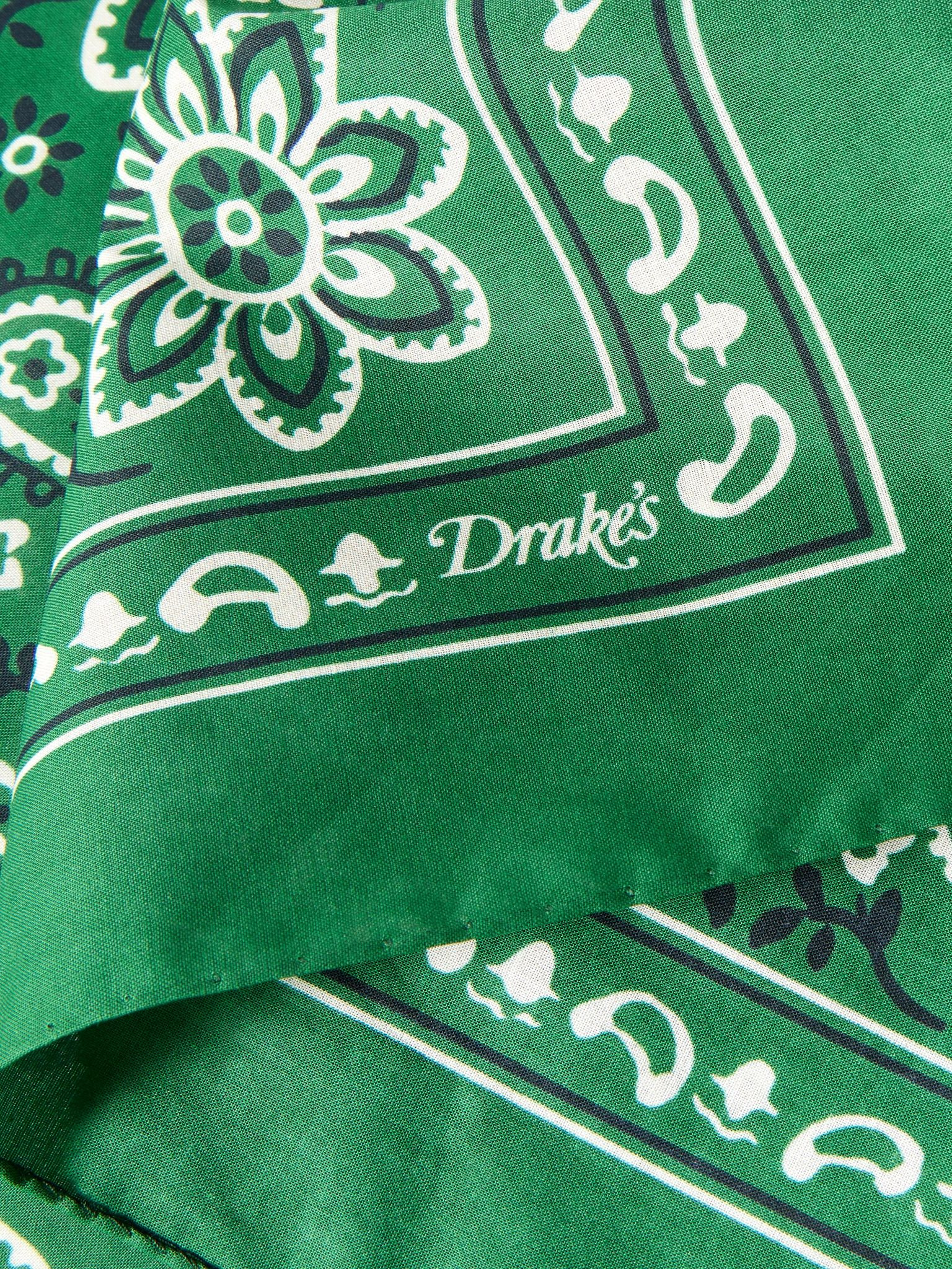 Paisley-Print Cotton Scarf Green - 3
