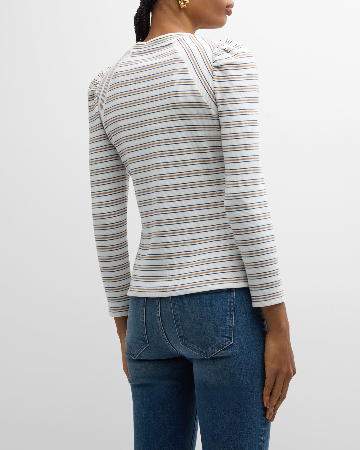 Delano Stripe Puff-Sleeve Top - 6